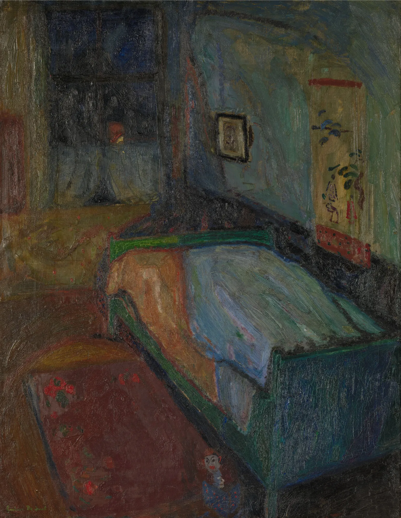 Bedroom with a Green Bed