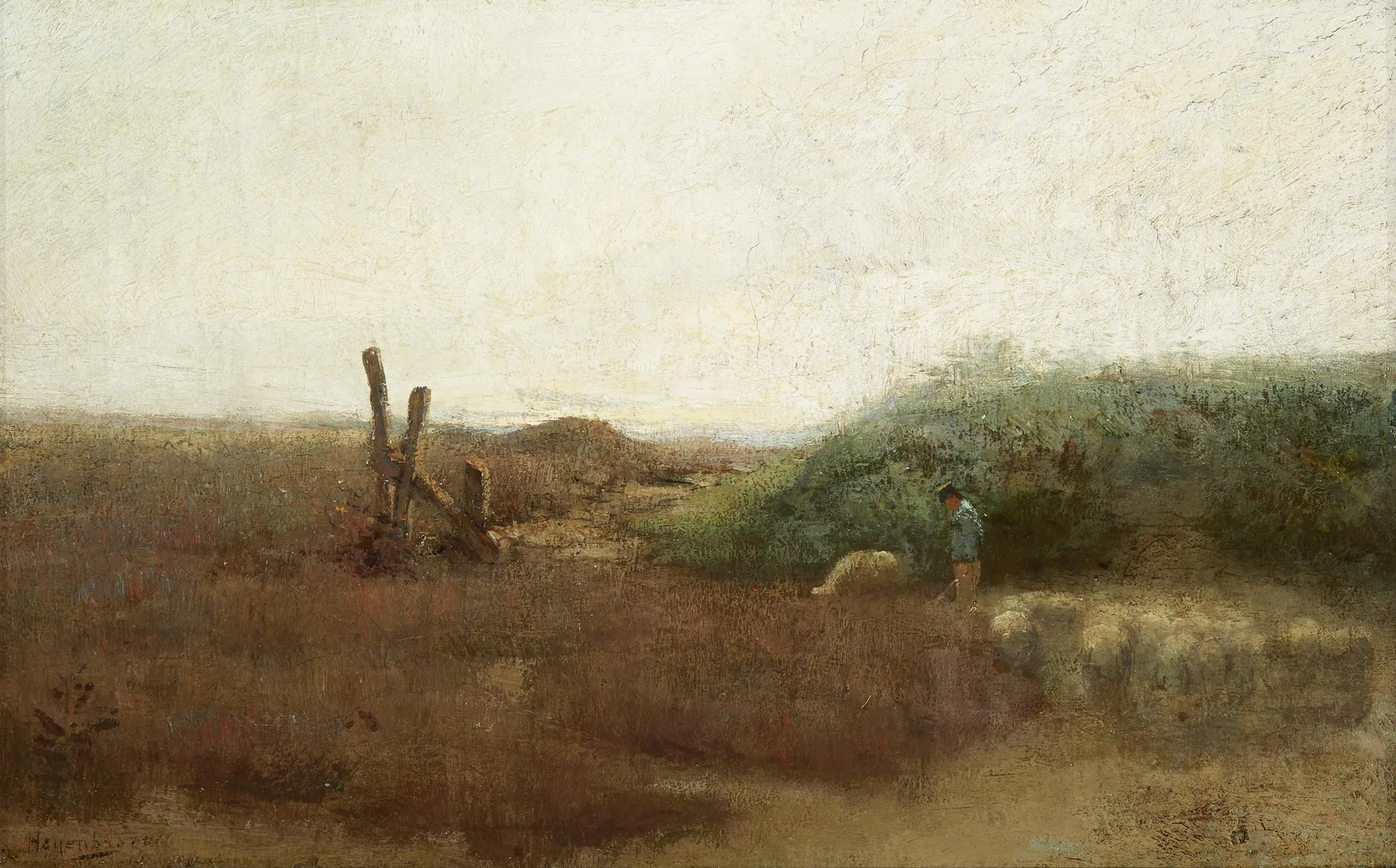 Shepherd with Sheep on the Heath