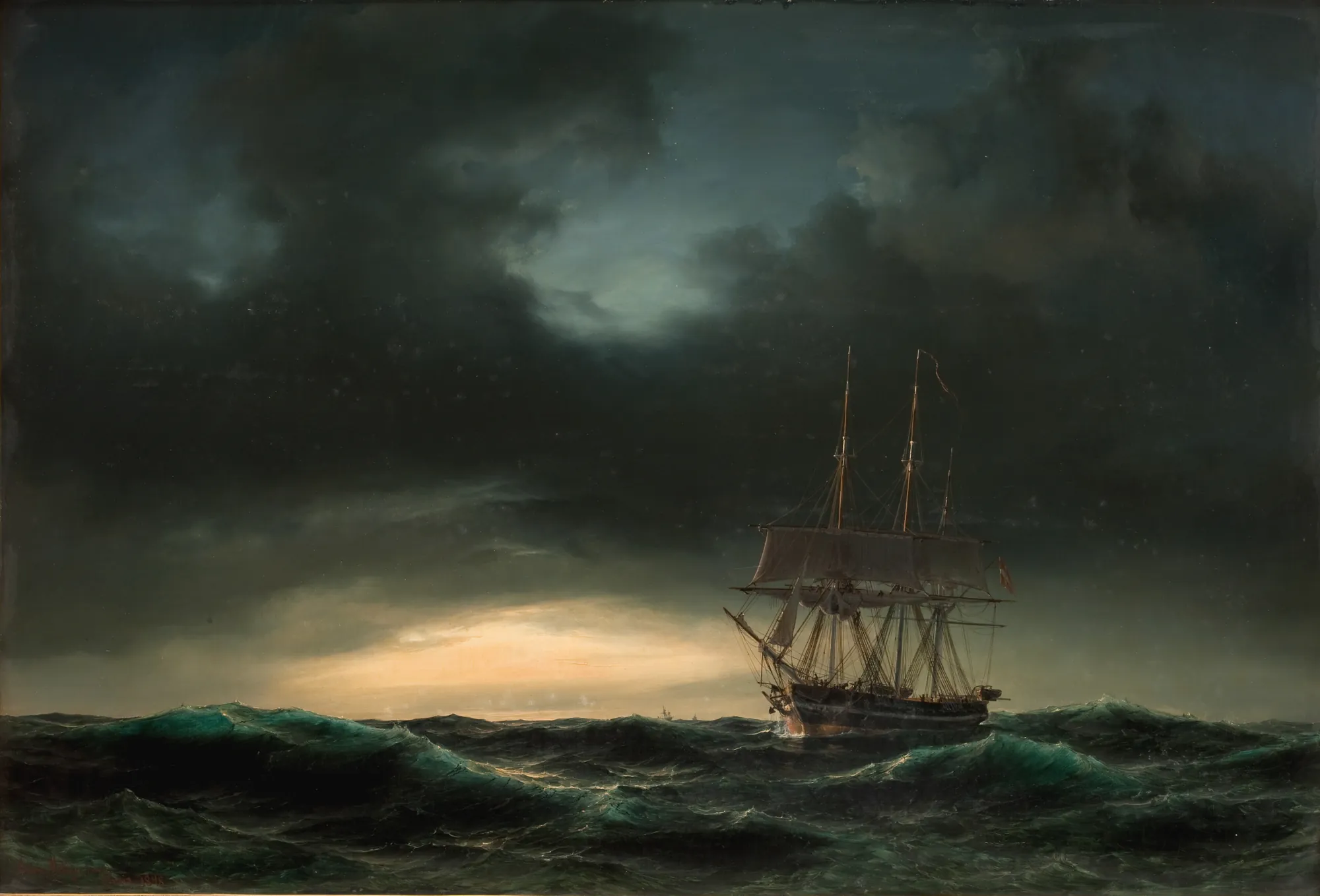 A Danish Corvette in Open Sea After a Storm
