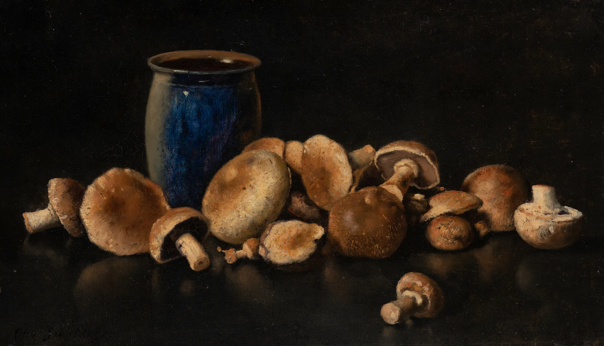 Still Life with Blue Vase and Mushrooms