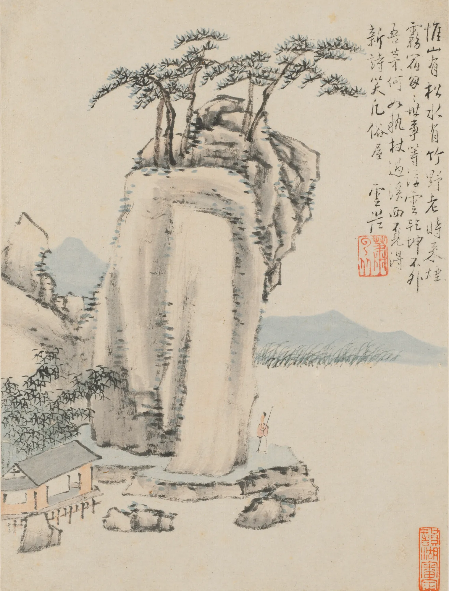 Seasonal Landscape with Pine and Rock