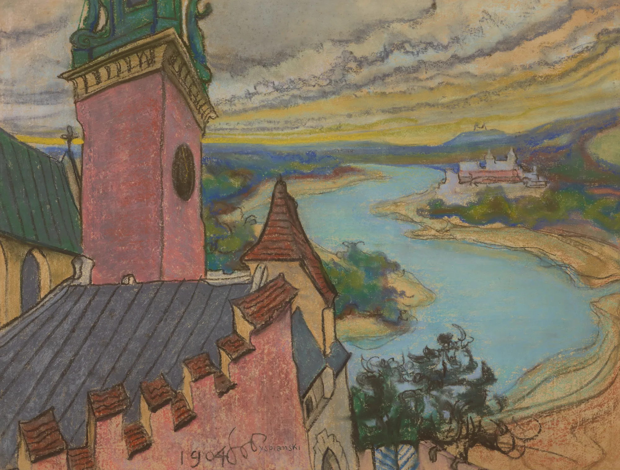 Landscape with Wawel Cathedral Tower and the Vistula River