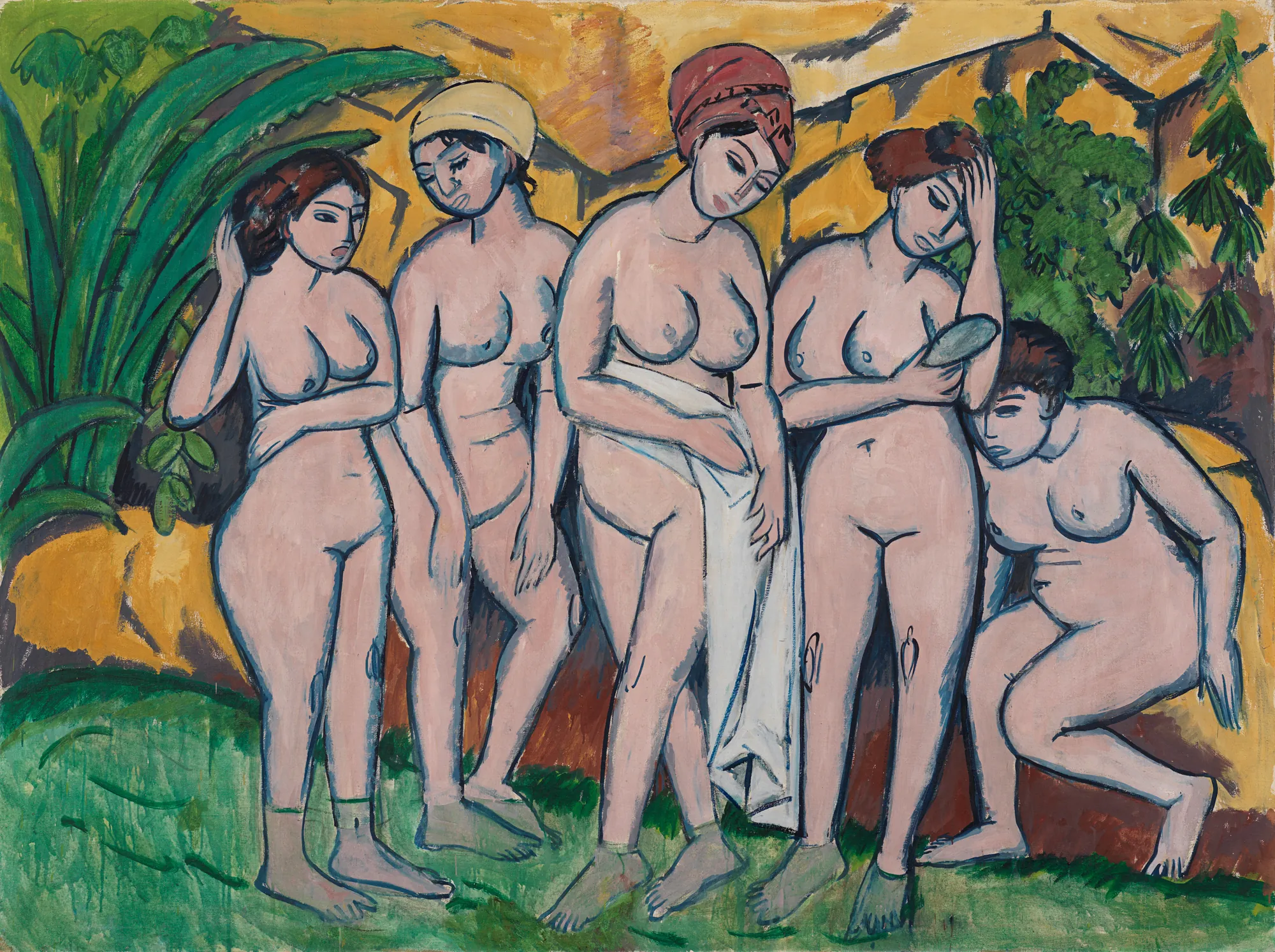 Five Bathing Women at a Lake