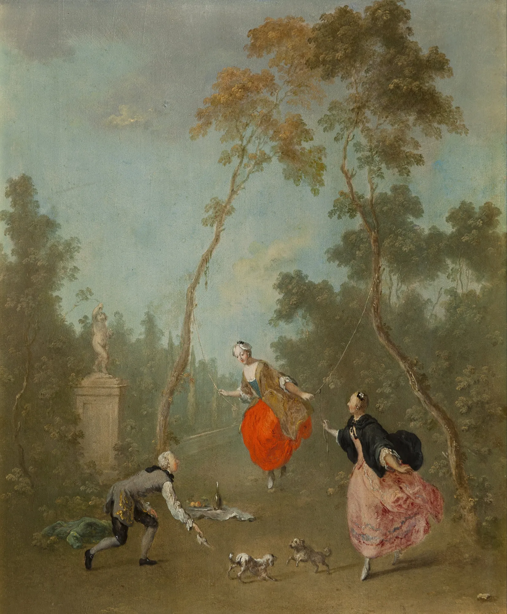 Lady on a Swing: Gallant Scene in the Park