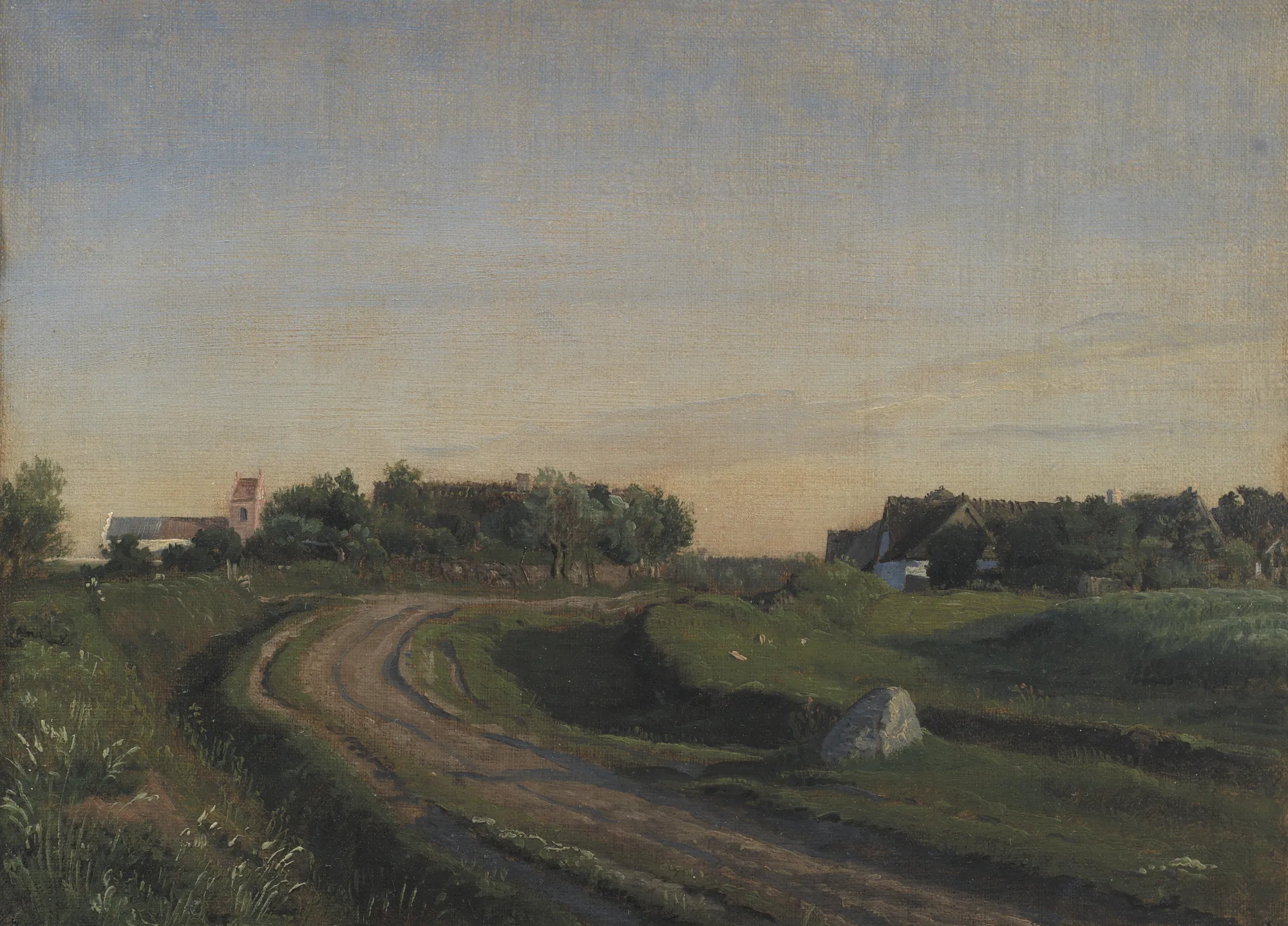 Vejby with the Church in Evening Light