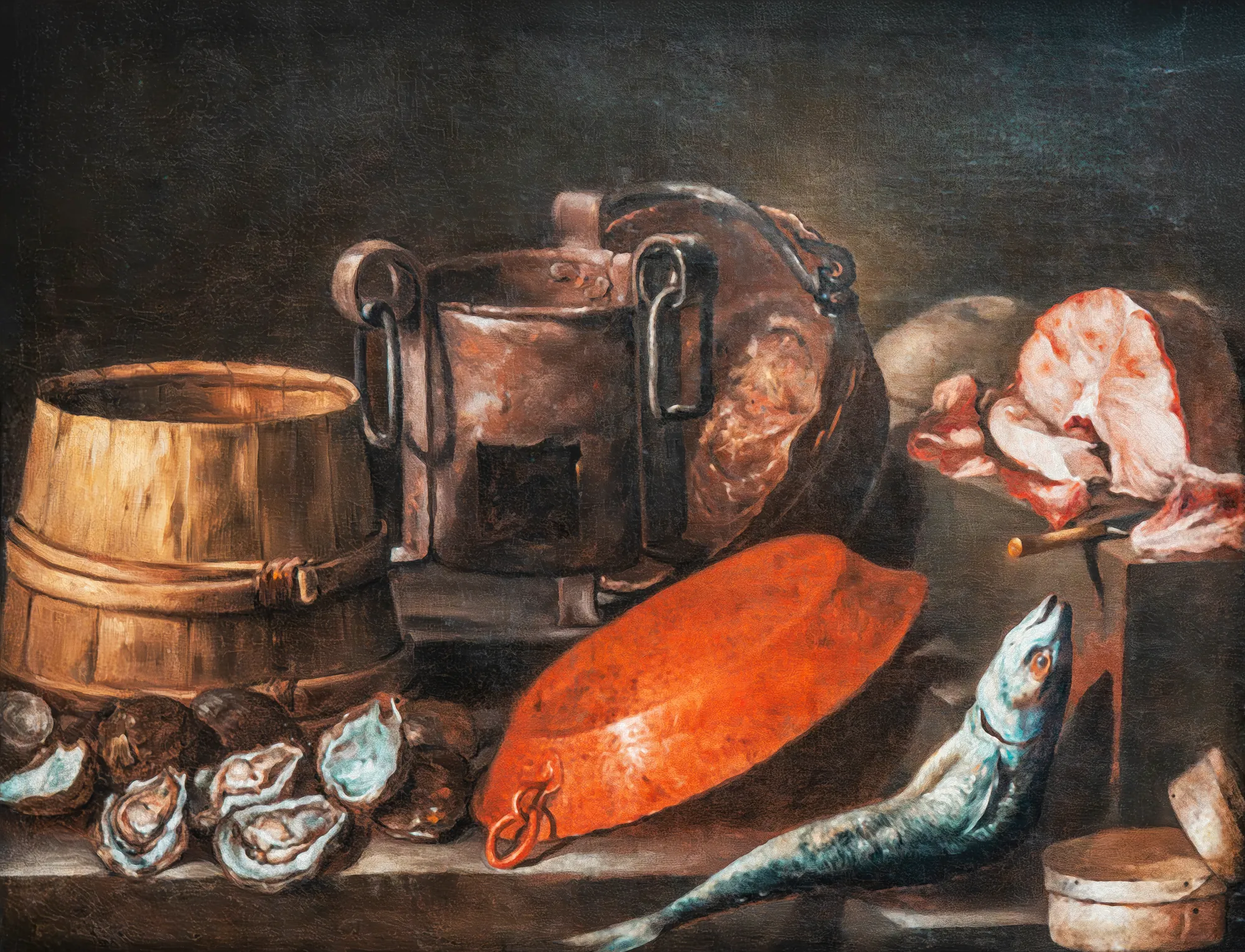 Still Life with Herring and Kitchen Utensils