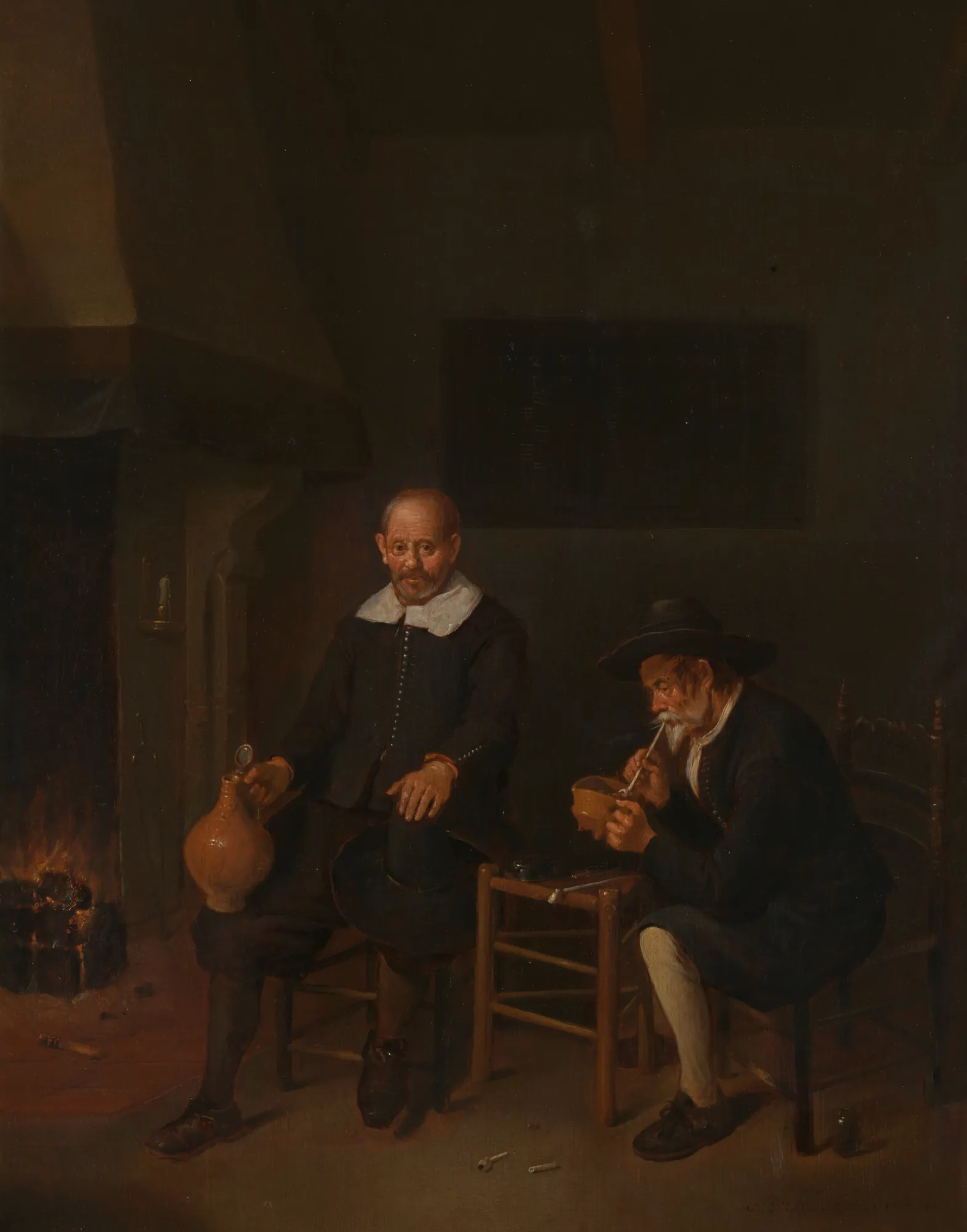 Interior with Two Men by the Fire