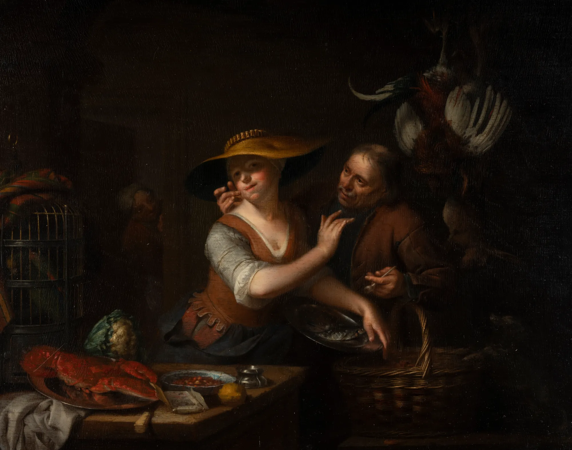 Old Man Trying to Kiss a Young Woman