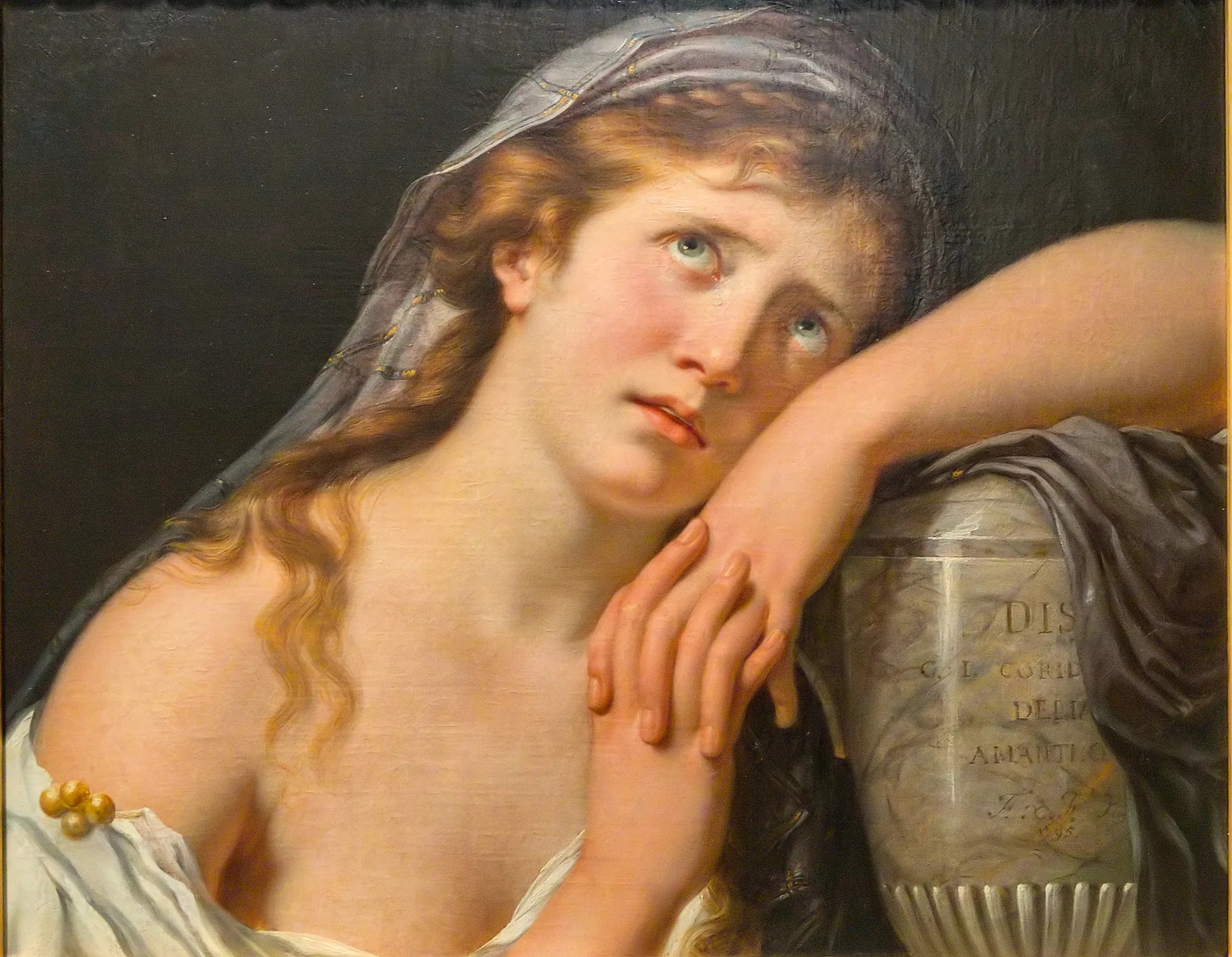 Young Woman Grieving before a Funerary Urn