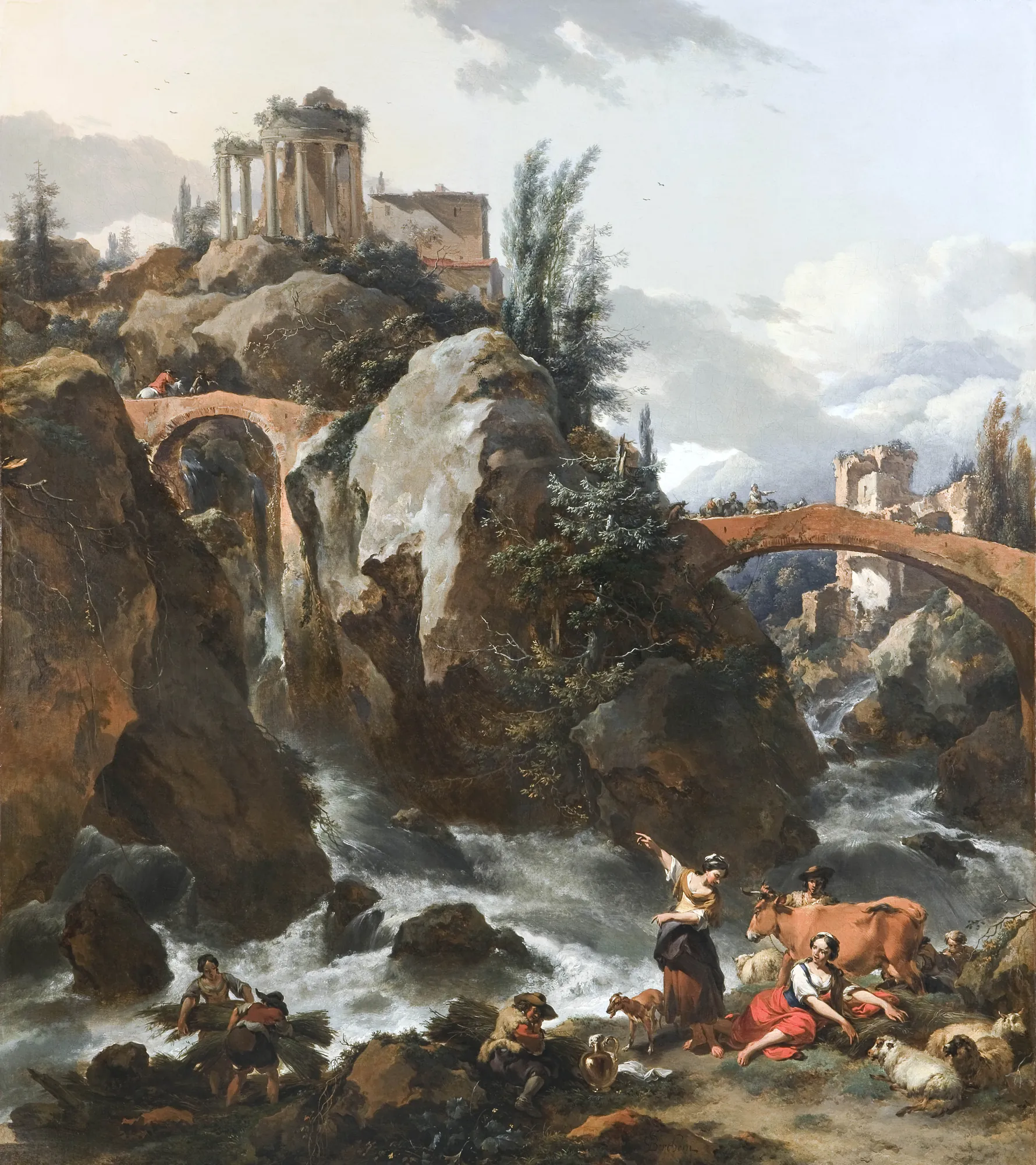 Landscape with a Waterfall and the Temple of the Sibyl at Tivoli