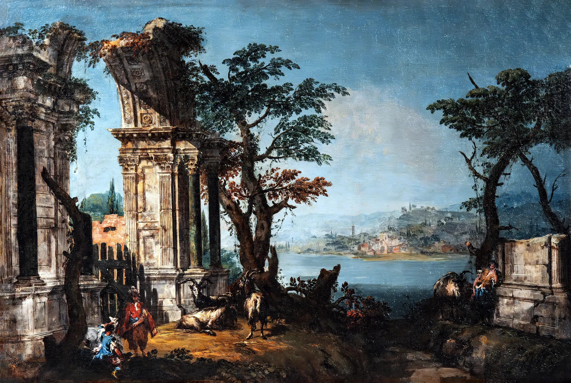 Capriccio with Classical Arch and Goats