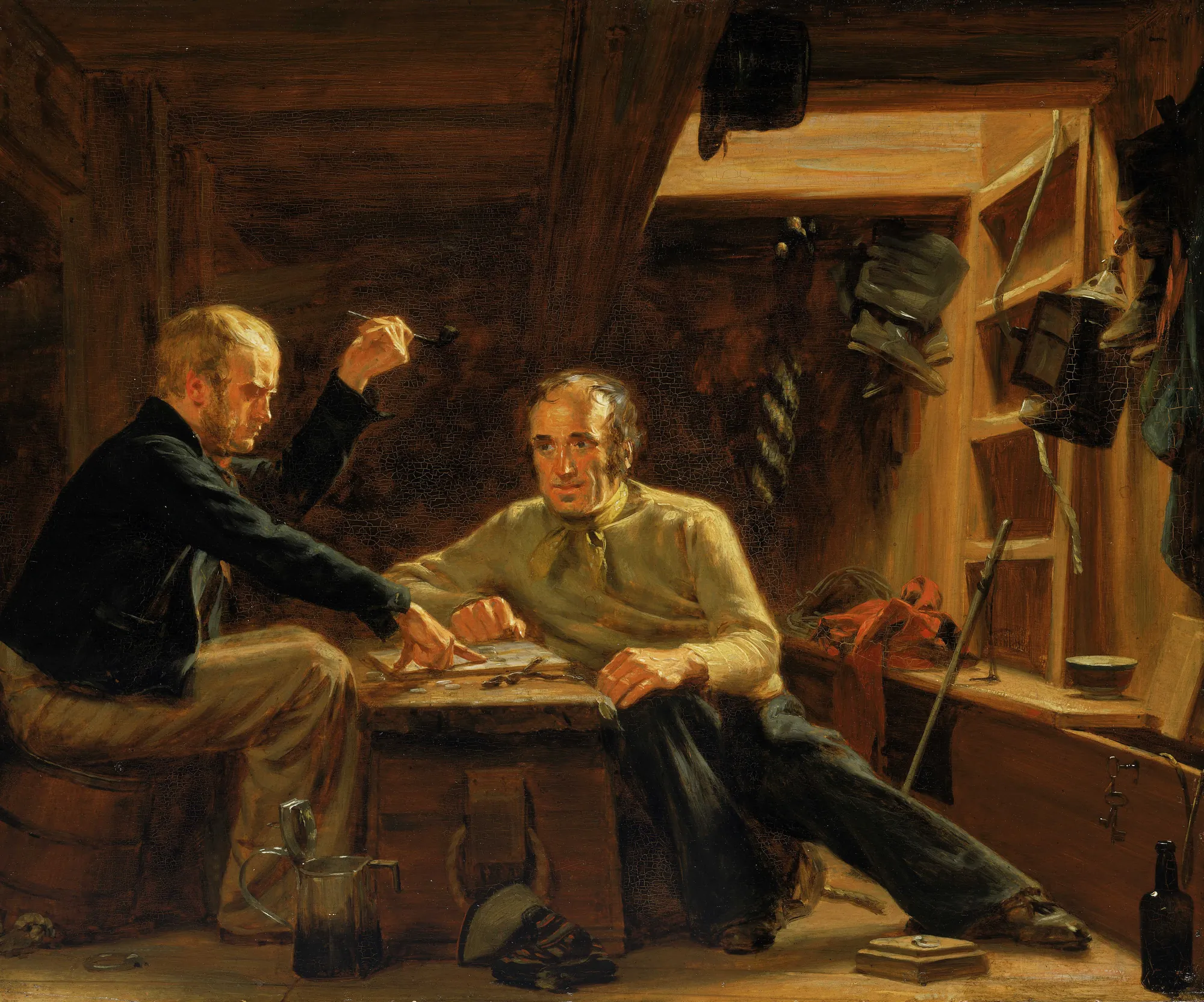 Fo'c'sle of a Berwick Smack Fo'c'sle of a Berwick Smack by Thomas Sword Good. Two sailors sit inside the dimly lit wooden forecastle of a ship, engaged in a game or discussion over a sea chest.
