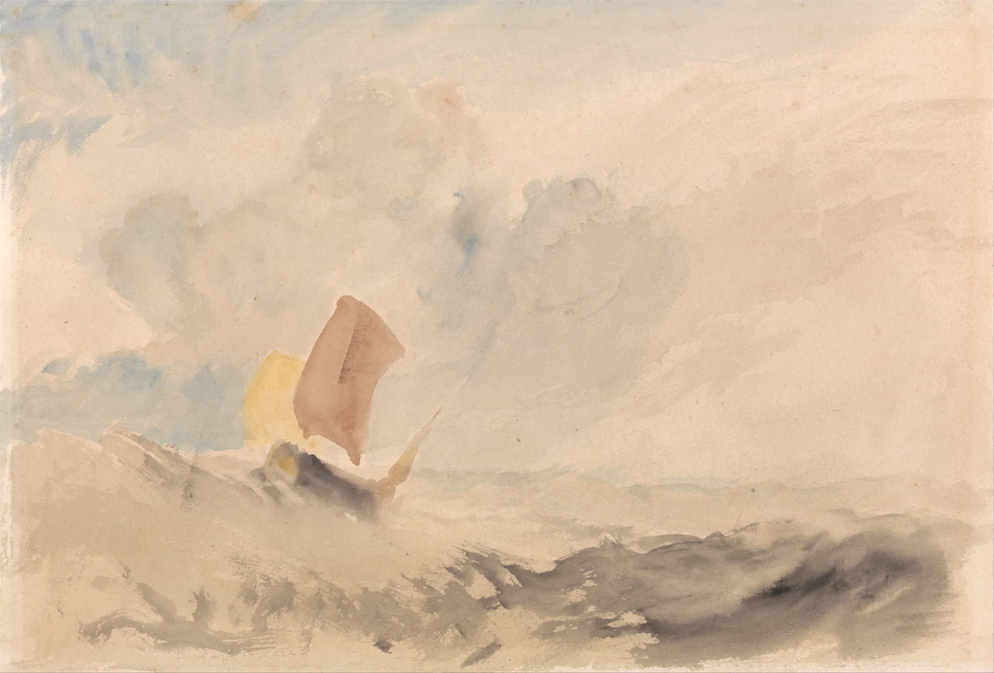 A Rough Sea with a Fishing Boat