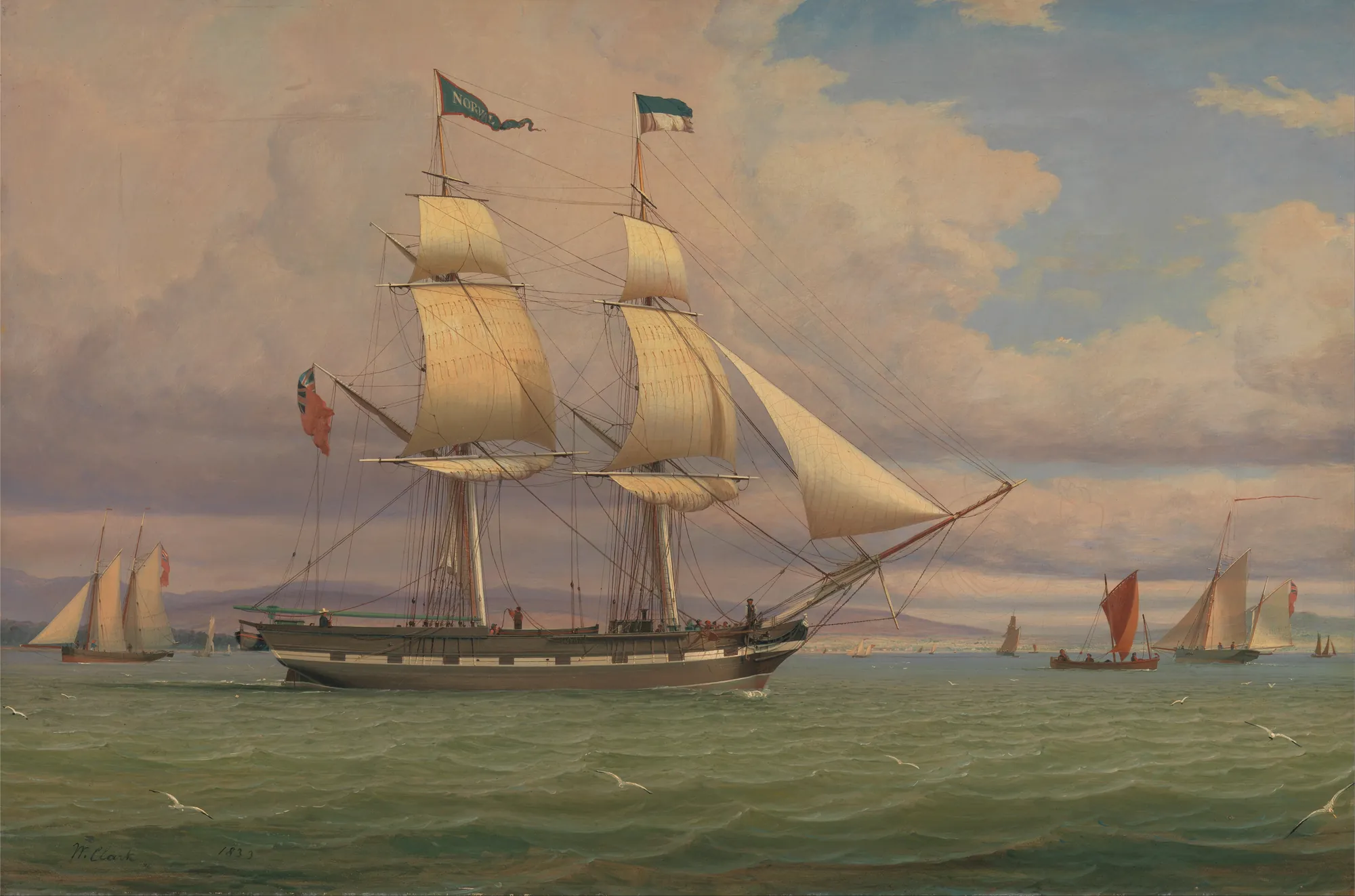 The English Brig 'Norval' before the Wind