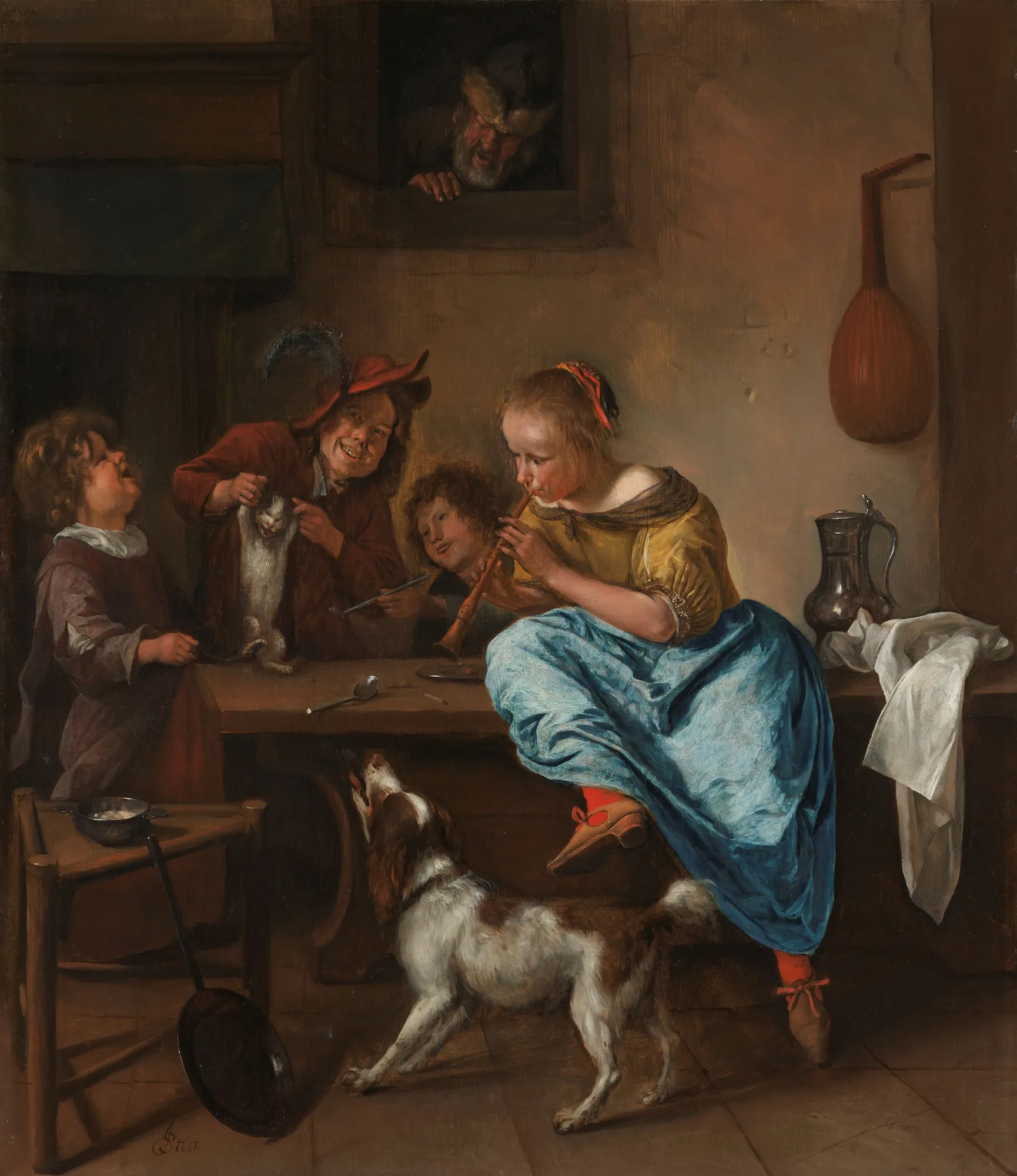 Children Teaching a Cat to Dance