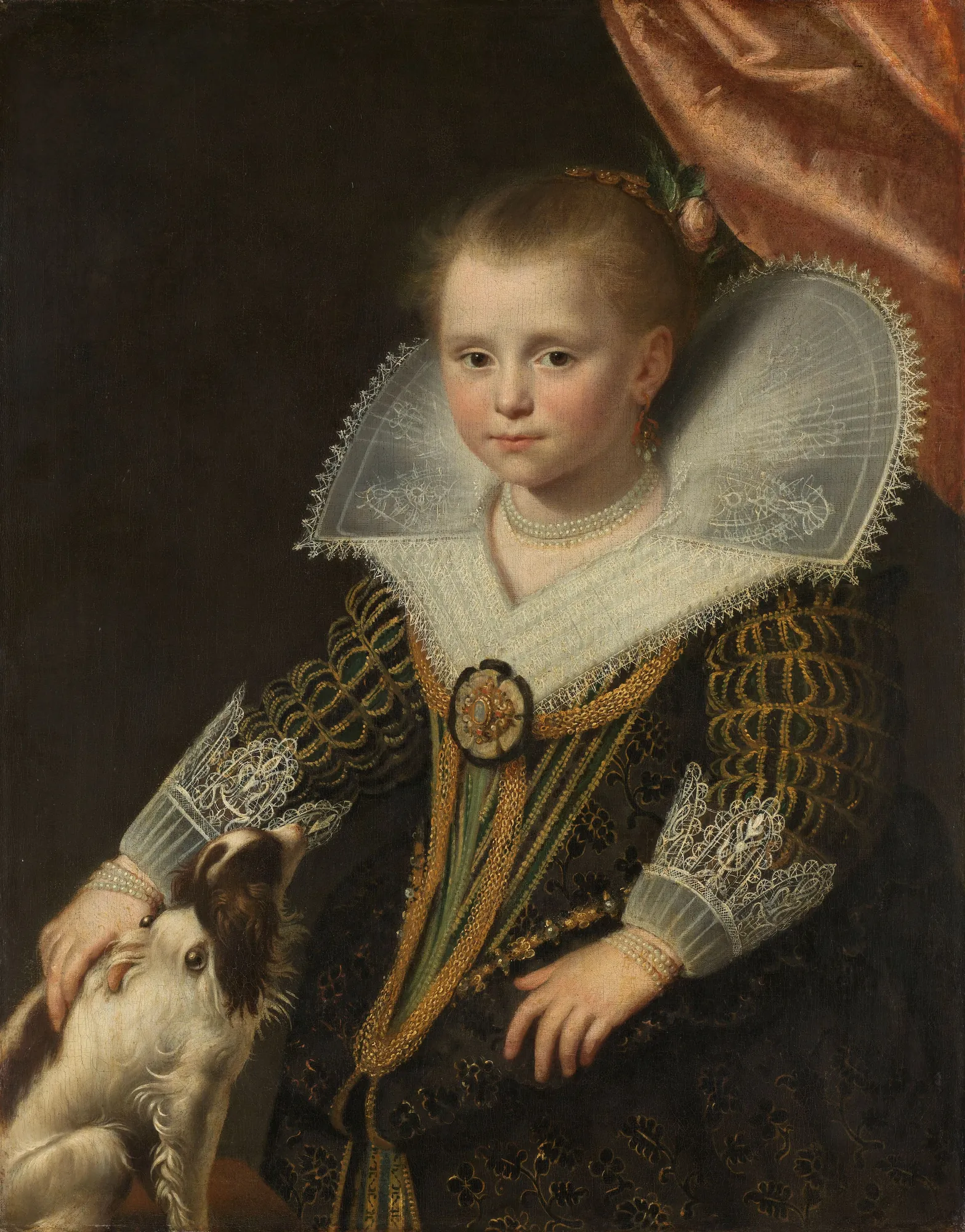 The Little Princess The Little Princess by Paulus Moreelse. A portrait of a young girl in an elaborate 17th-century dress with a stiff lace collar, petting a small brown and white spaniel.