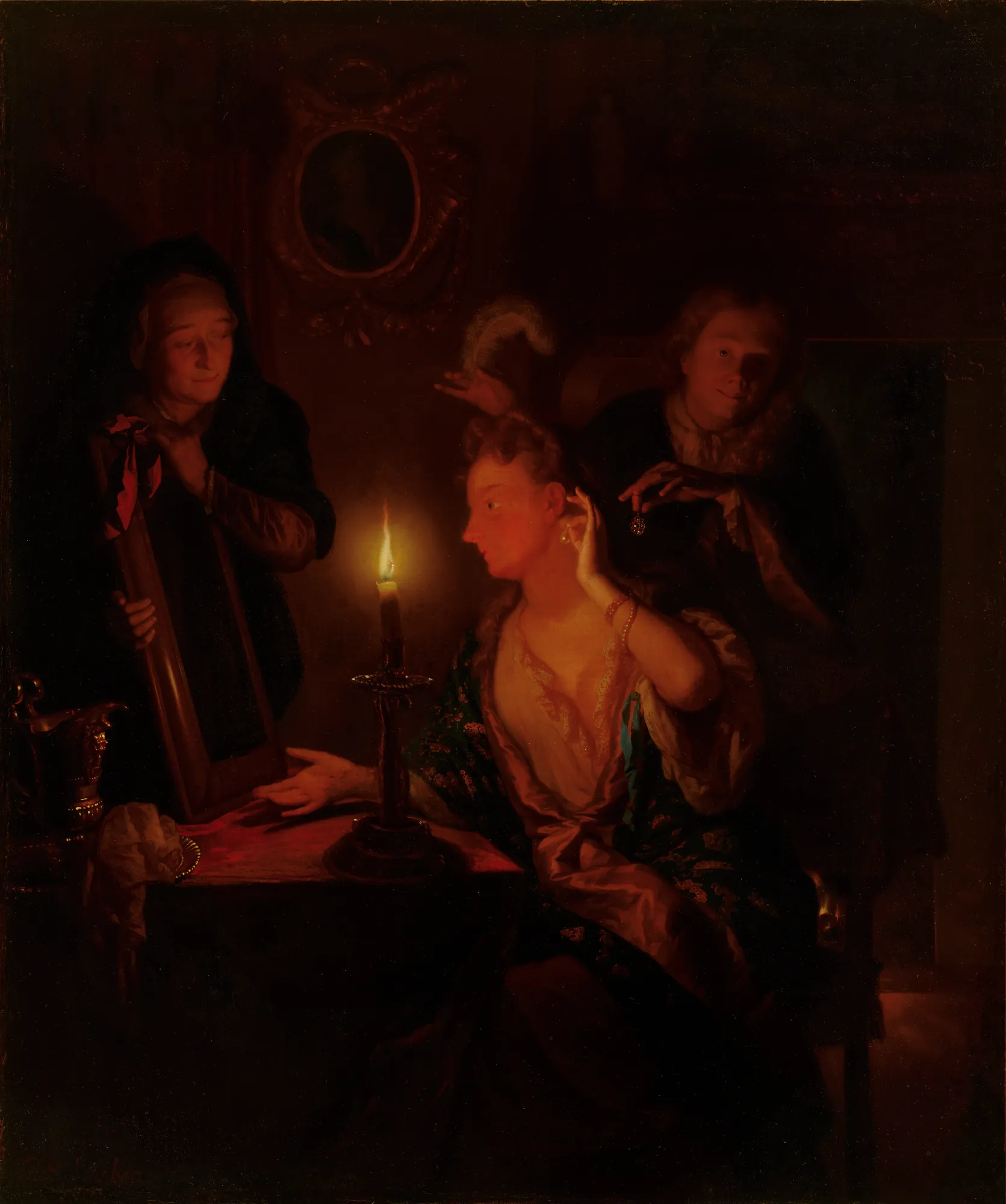 Lady at a Mirror by Candlelight