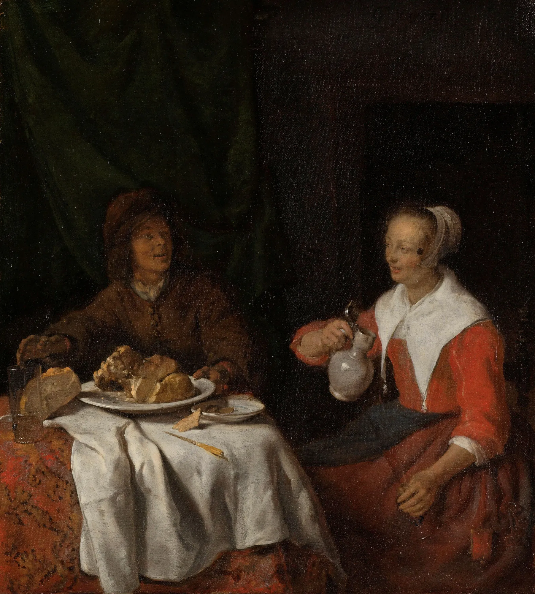 Man and Woman Sharing a Meal