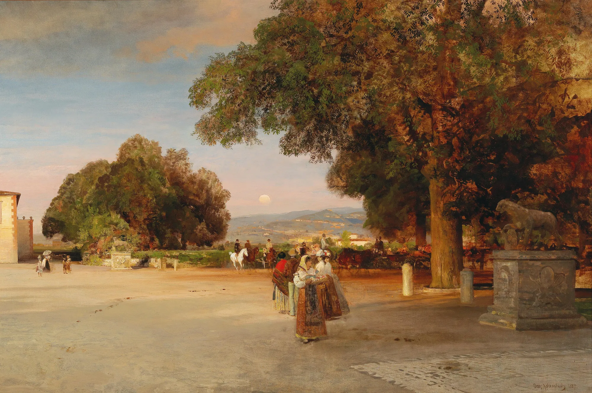 Scene at Dusk on the Terrace of Villa Grazioli in Grottaferrata