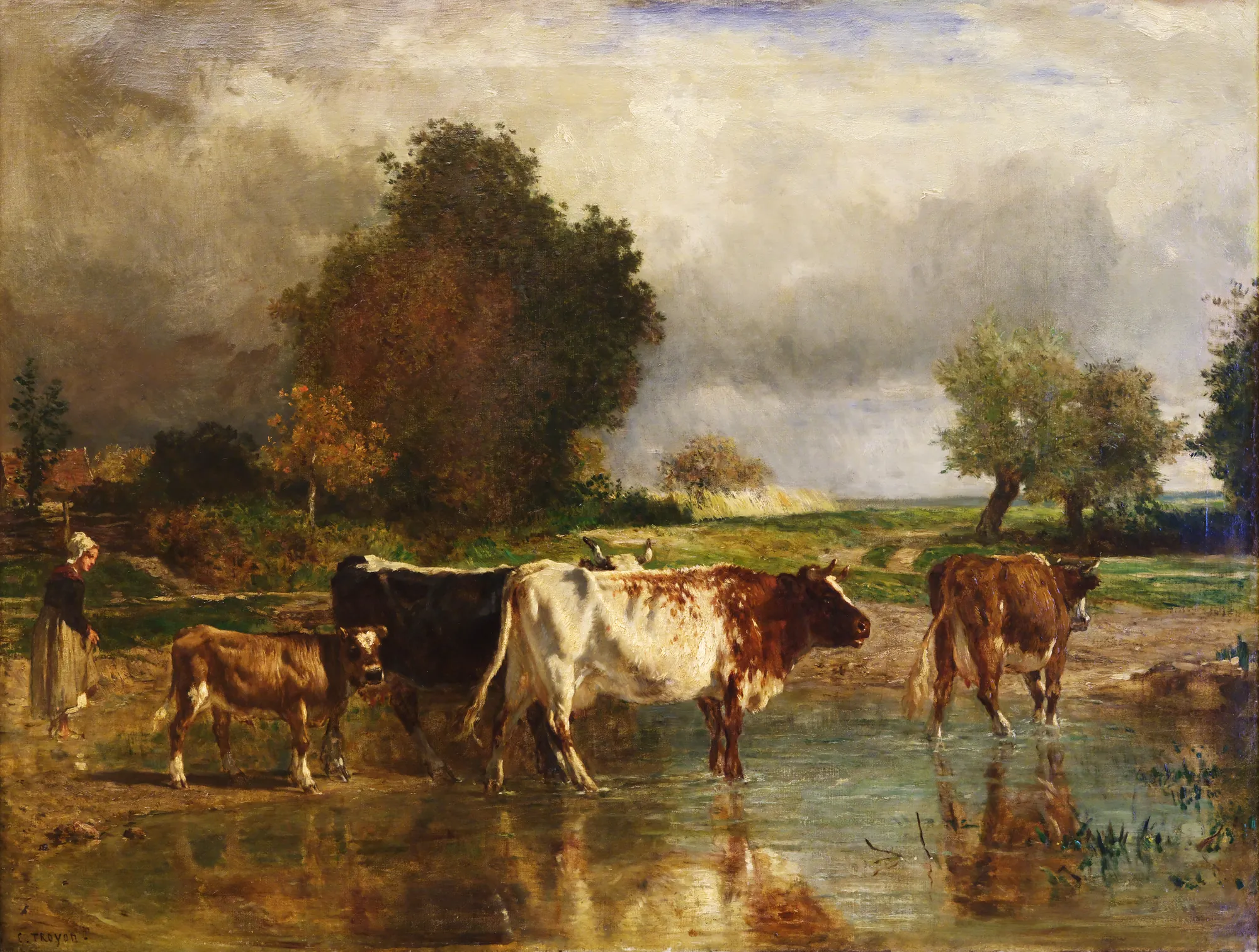 Vaches et veau à la mare (Cows and Calf at the Pond)