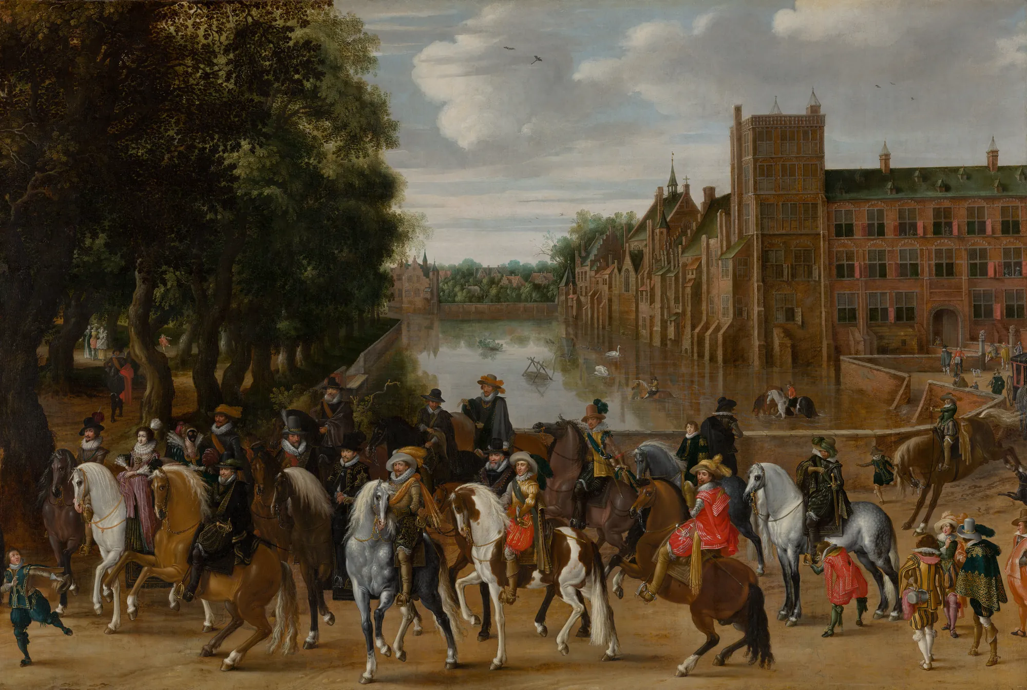 The Princes of Orange and their Families on Horseback at the Buitenhof