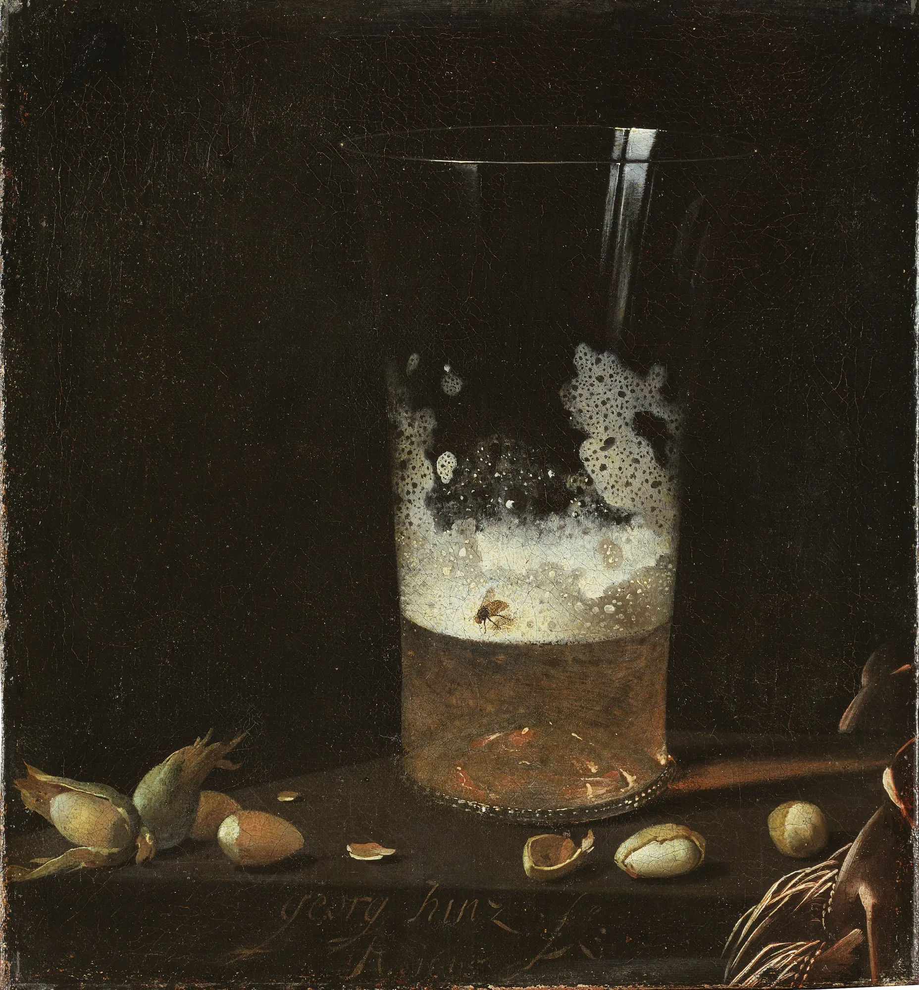 Still Life with a Glass of Beer and Nuts