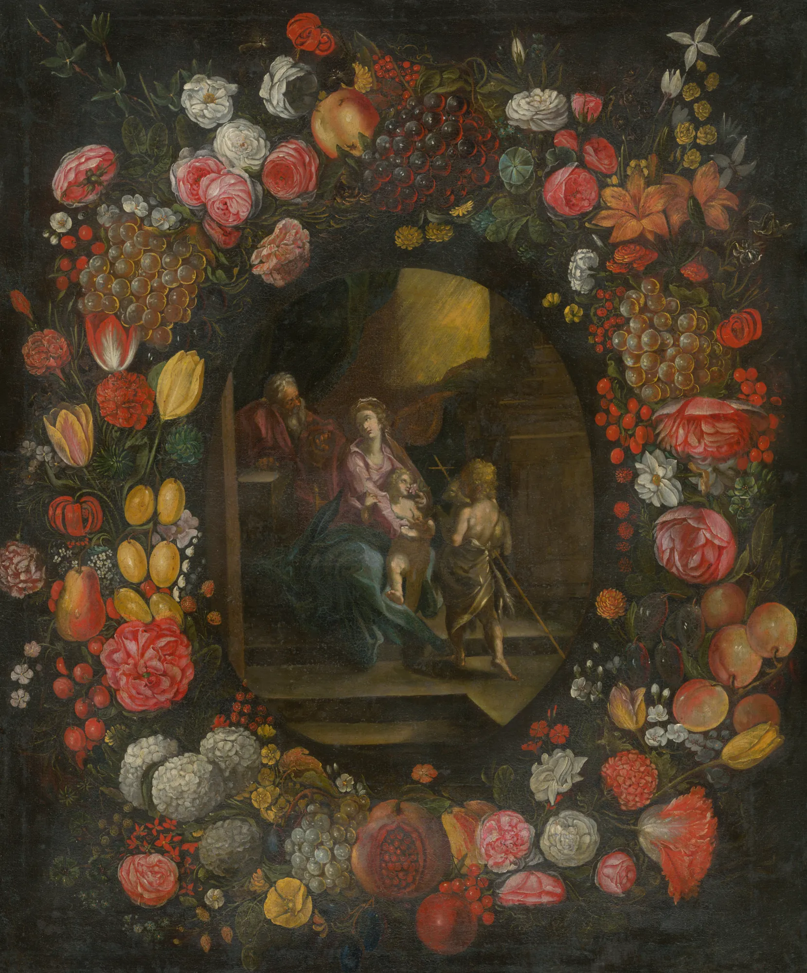 The Holy Family in a Flower and Fruit Garland