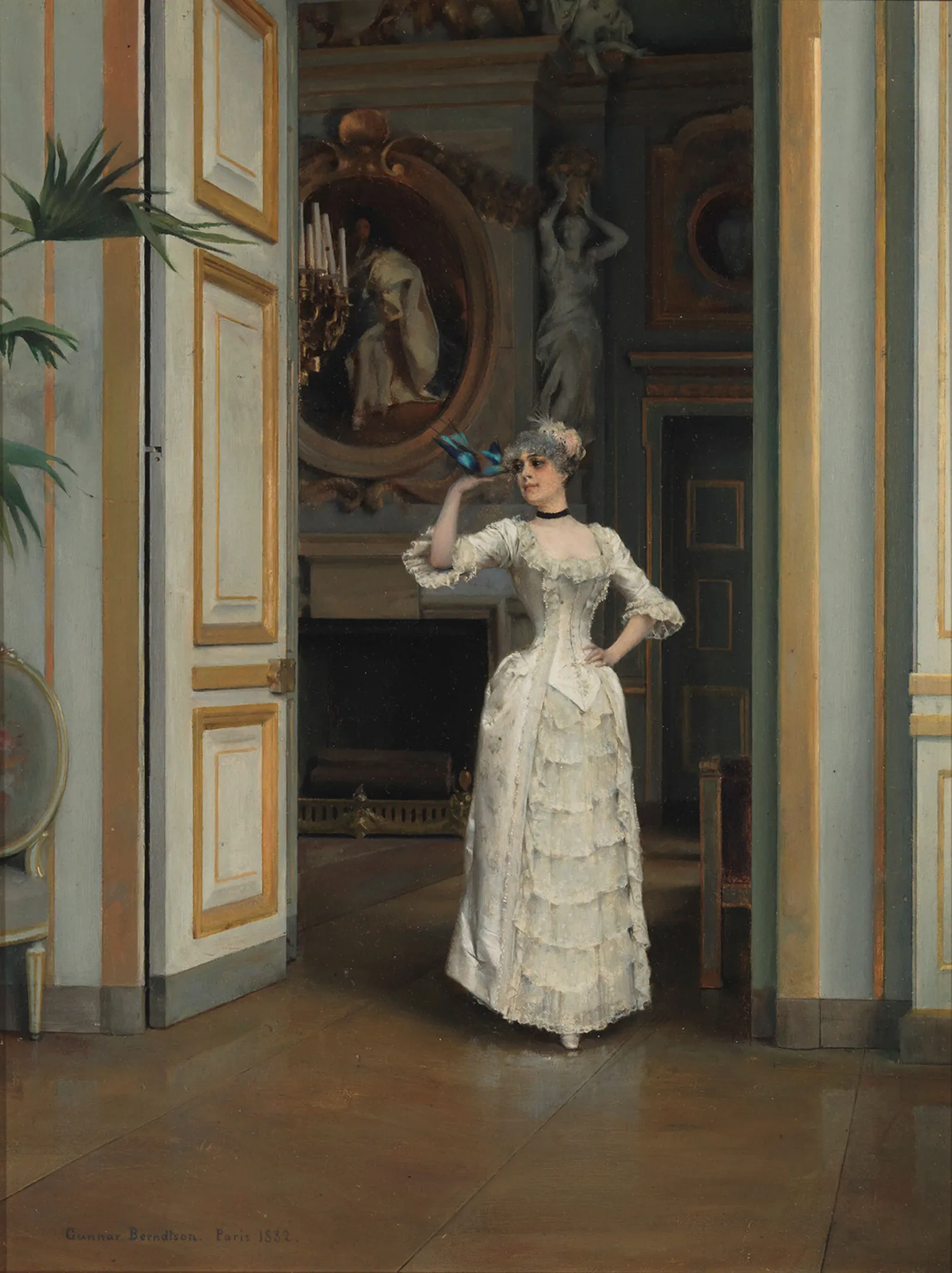 Woman with a Bird at the Castle of Maisons-Laffitte