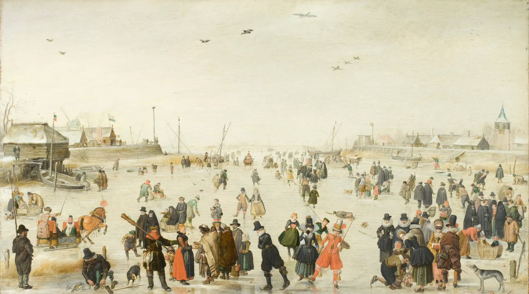 Winter Scene on a Frozen Canal