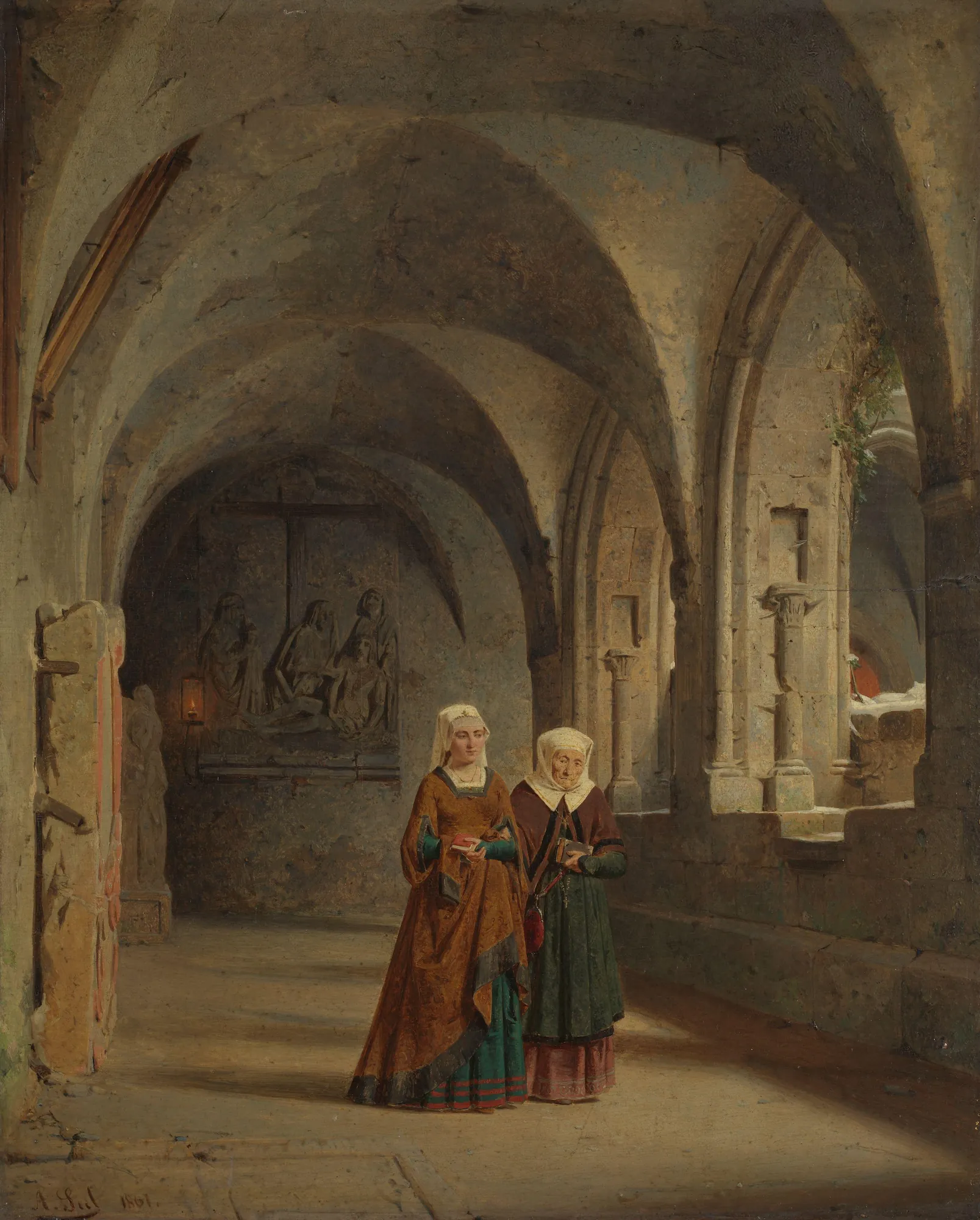 Figures in a Gothic Interior