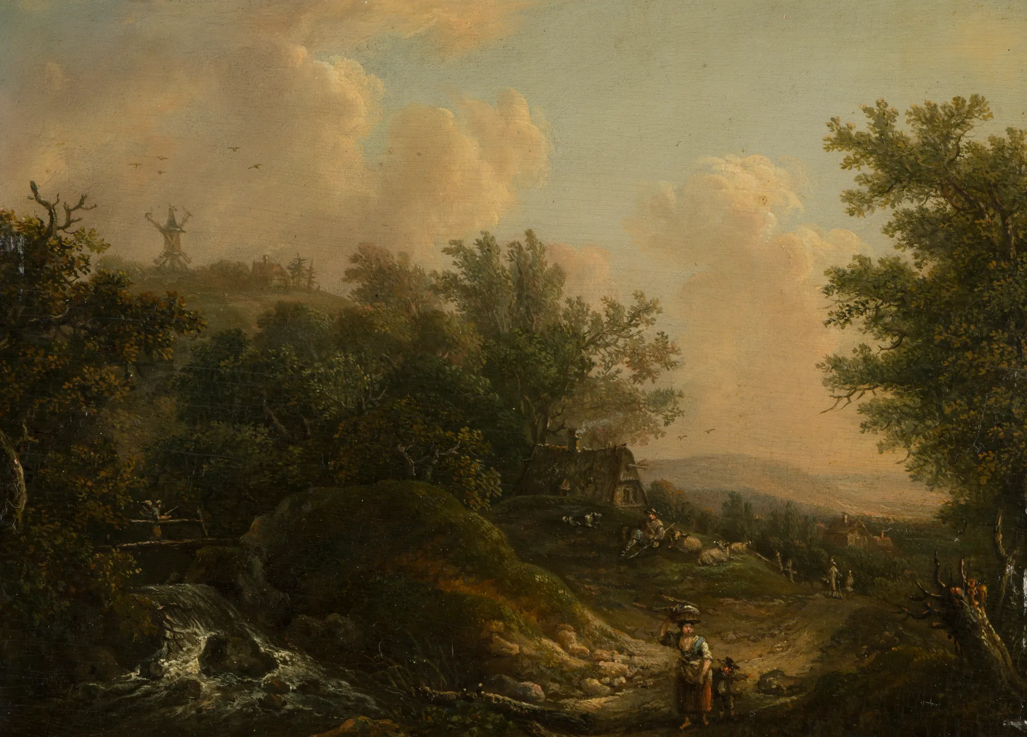 Landscape with a Brook and Hikers