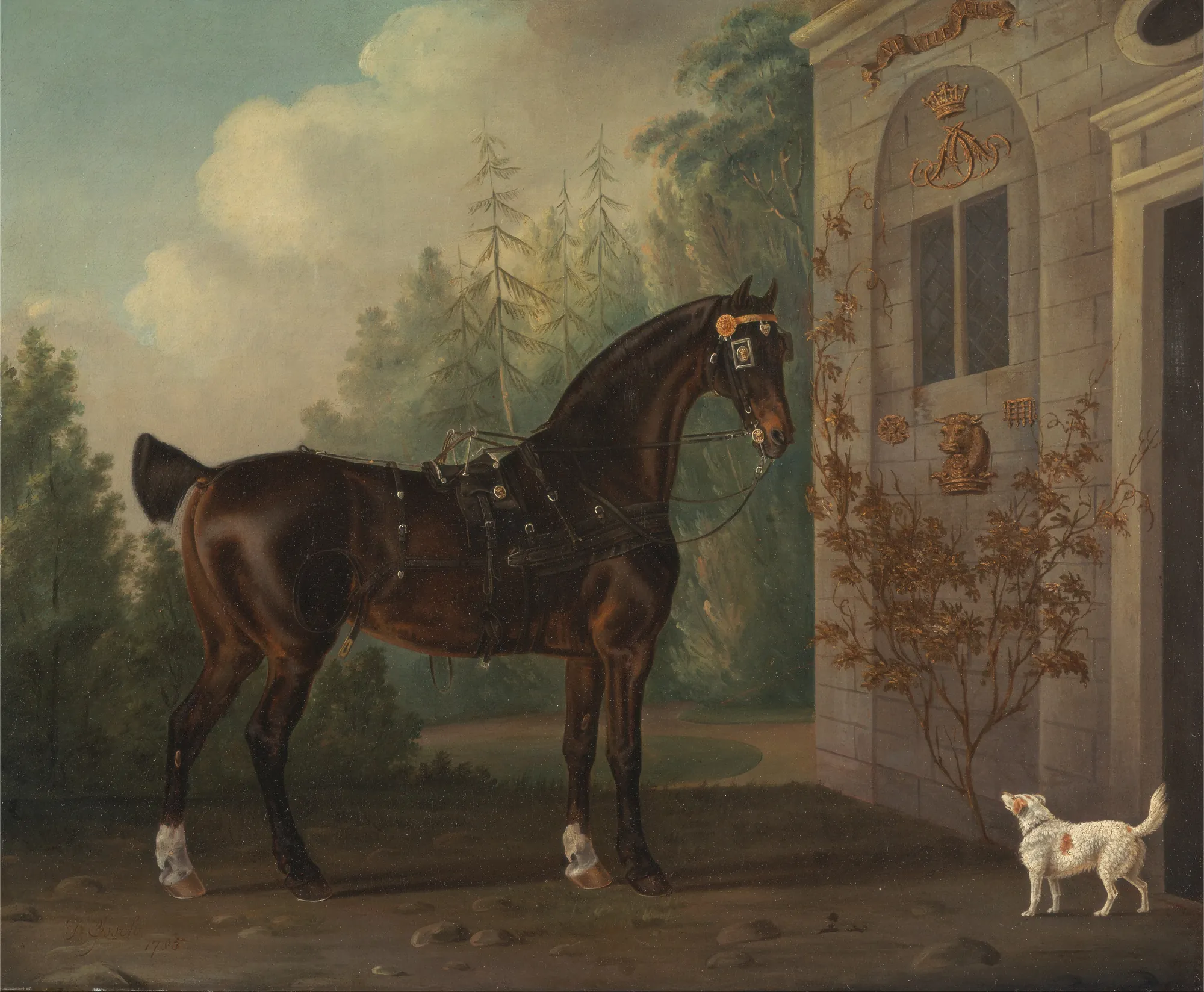 Lord Abergavenny's Dark Bay Carriage Horse with a Terrier