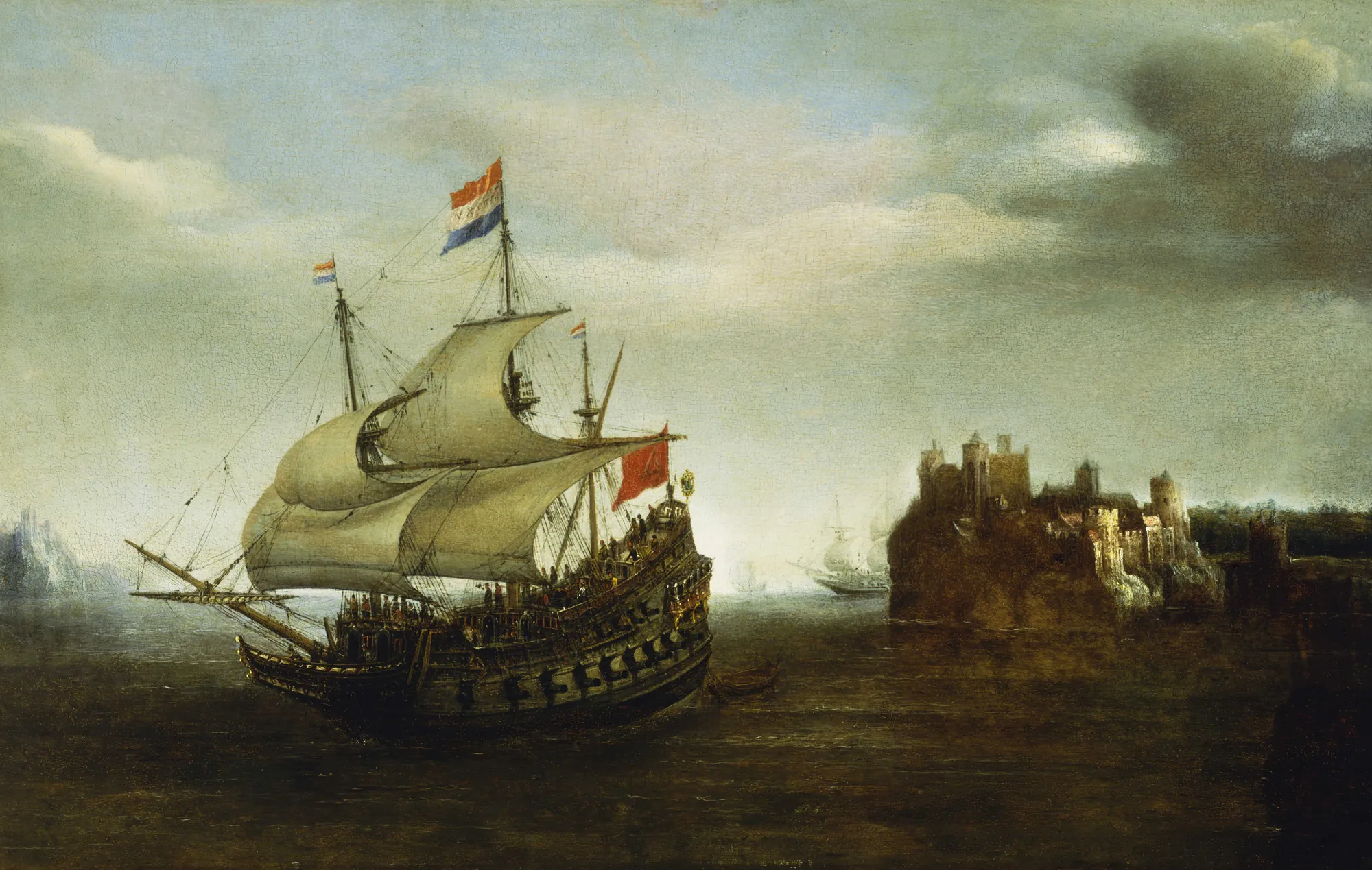 A Castle with a Ship Sailing Nearby