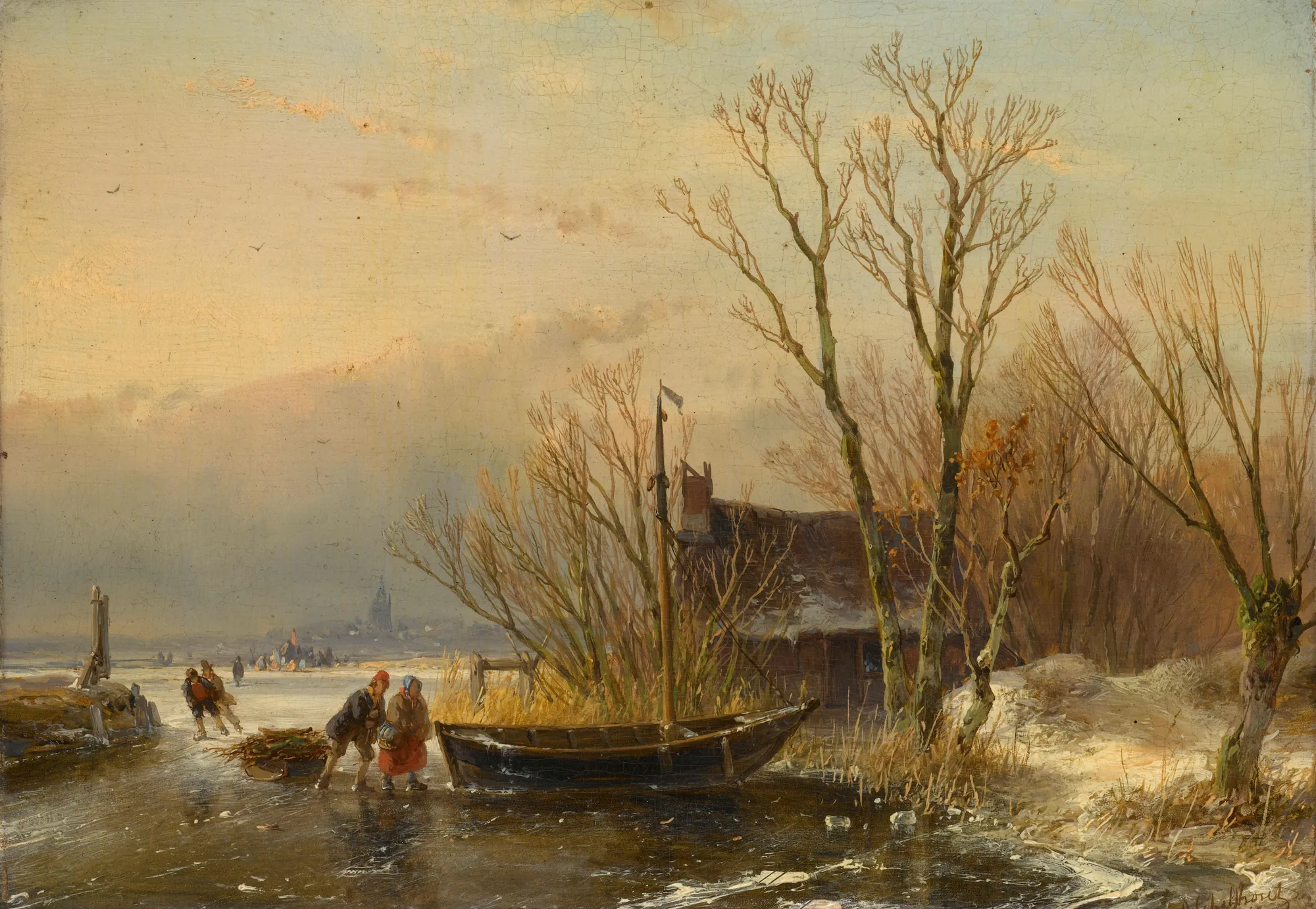 Winter Scene on the Ice with Wood Gatherers