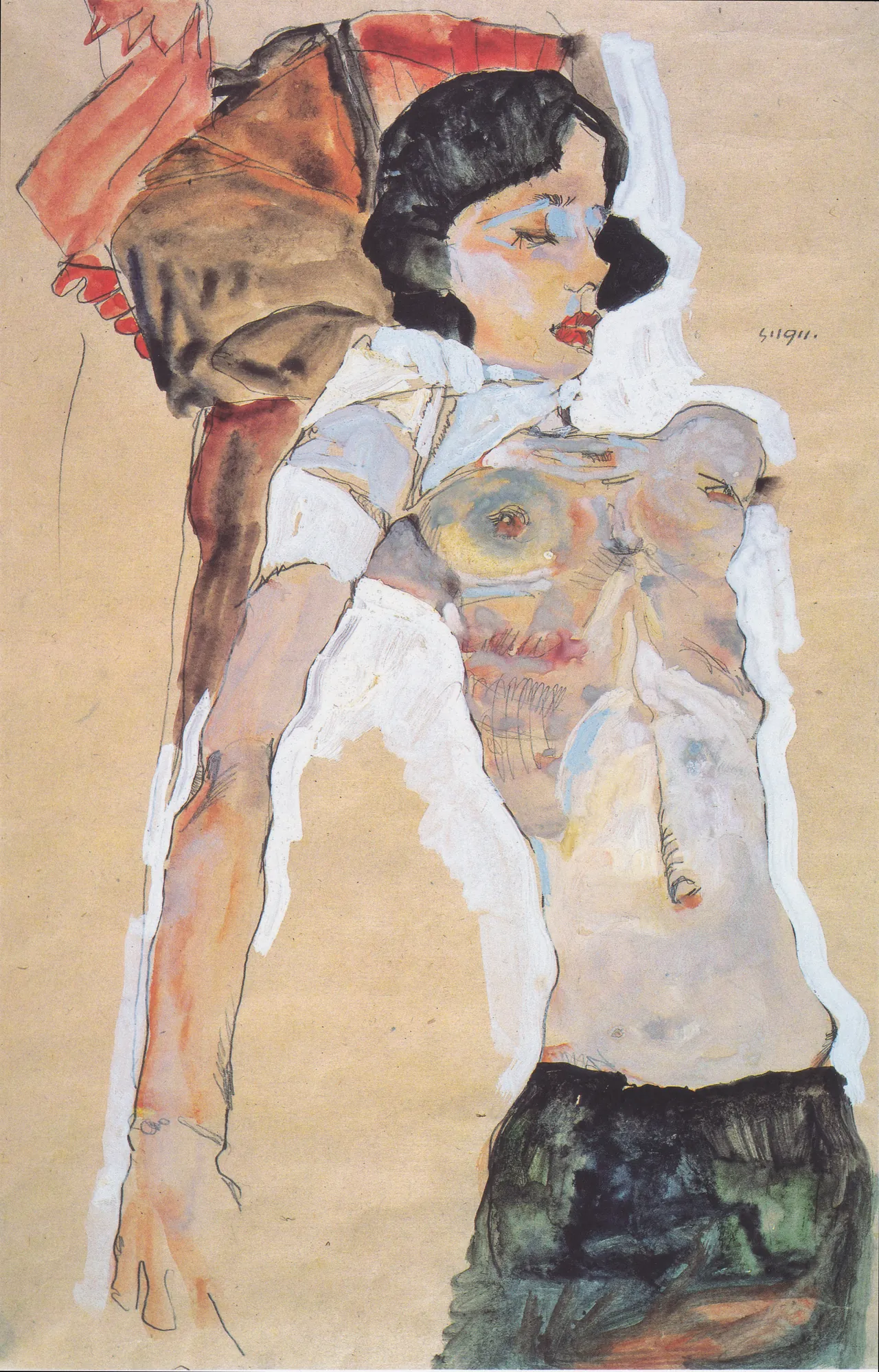Reclining Half-Dressed Girl (Liegendes, halbbekleidetes Mädchen)