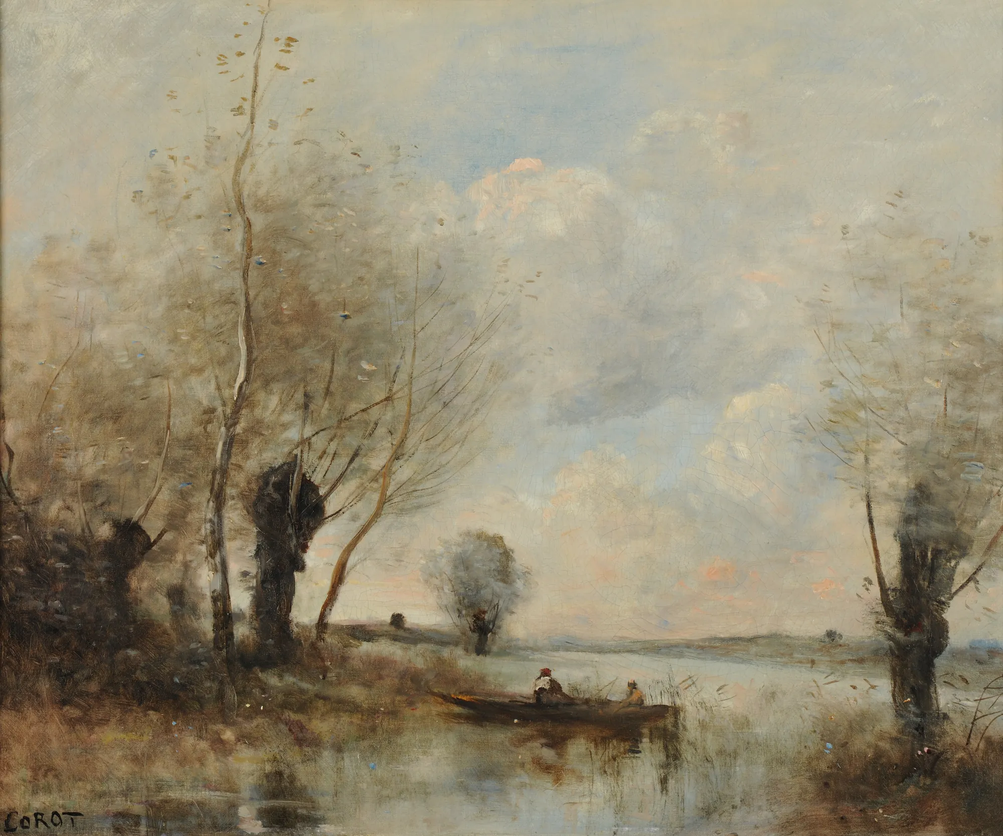 Fishing from a Boat near Willows (La pêche en barque auprès des saules)
