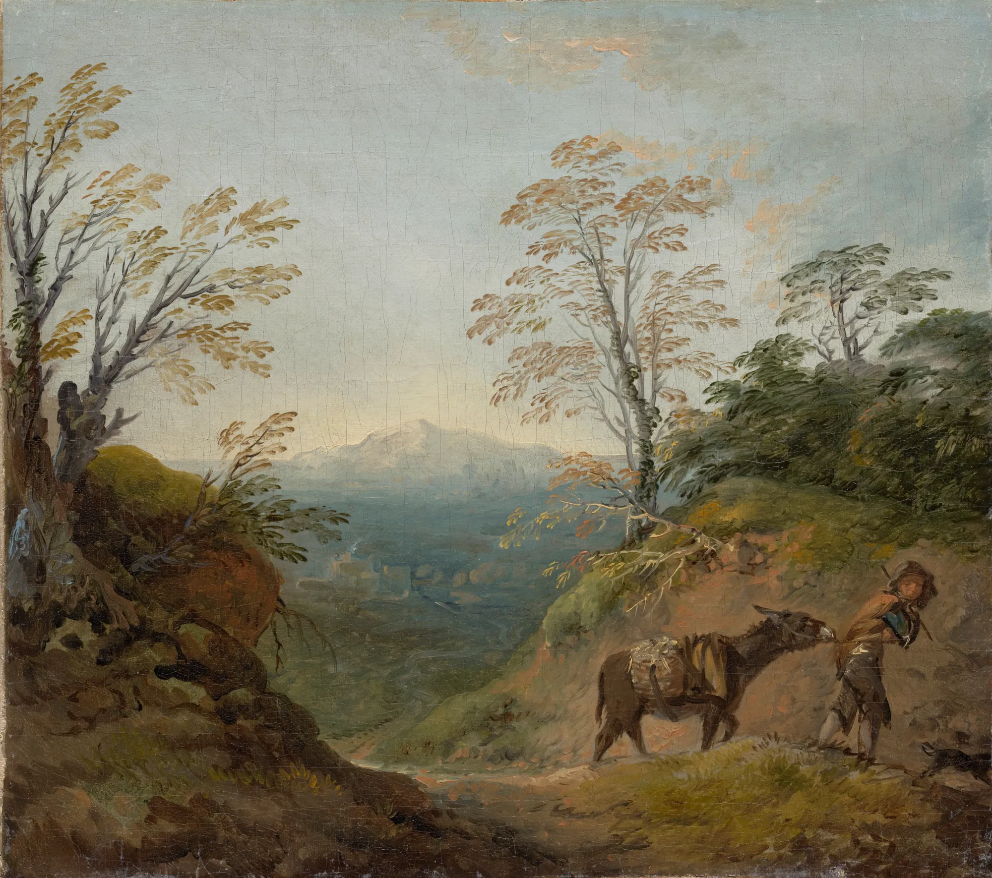 Wooded Landscape with a Boy Leading a Donkey and Dog