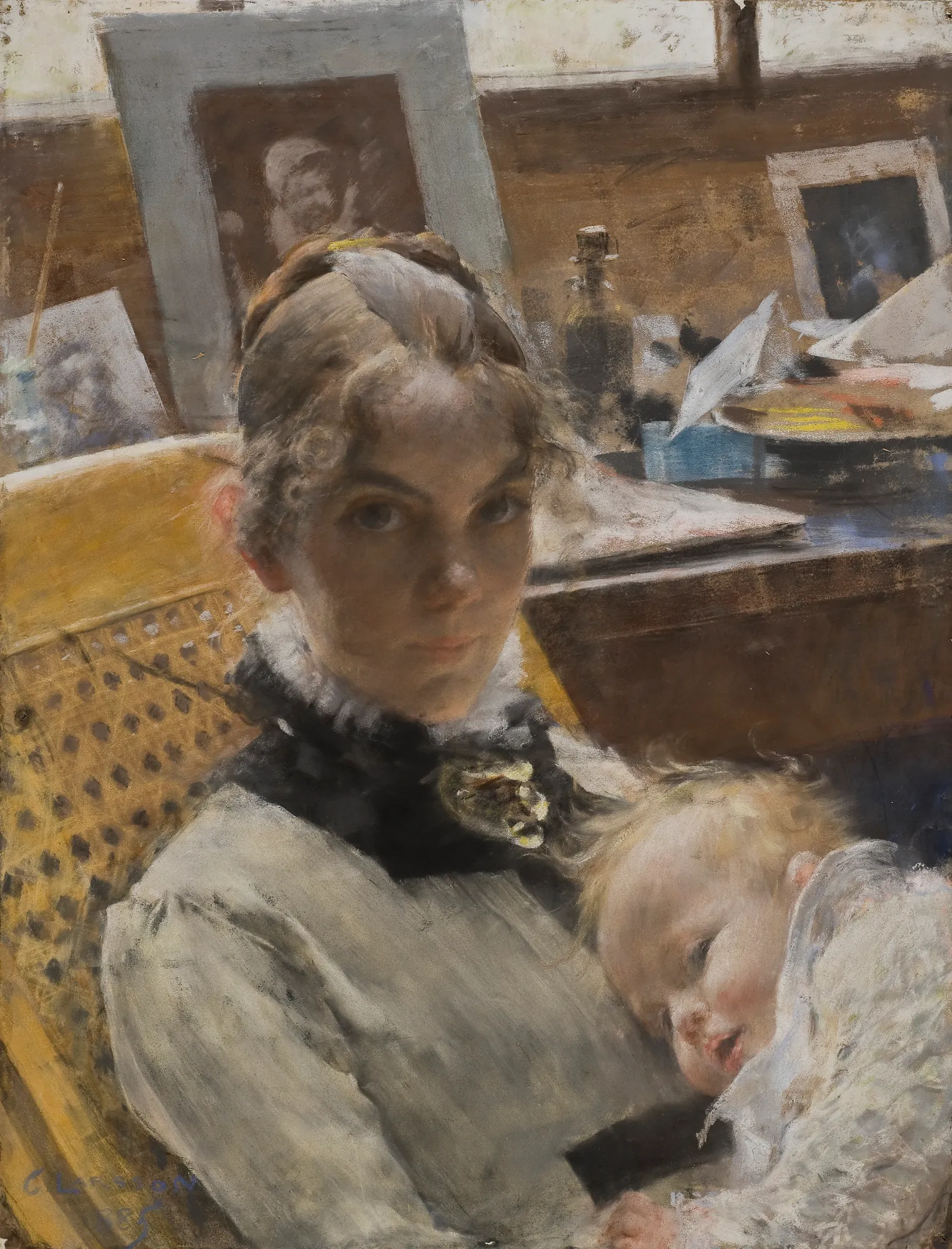 A Studio Idyll: The Artist's Wife and Their Daughter