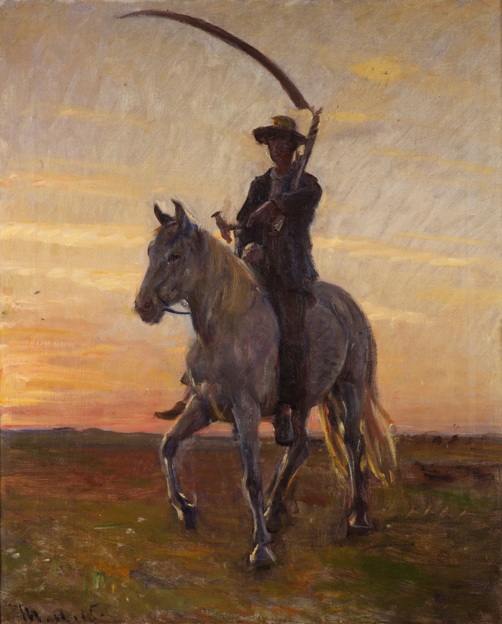 Young Harvester Riding Home