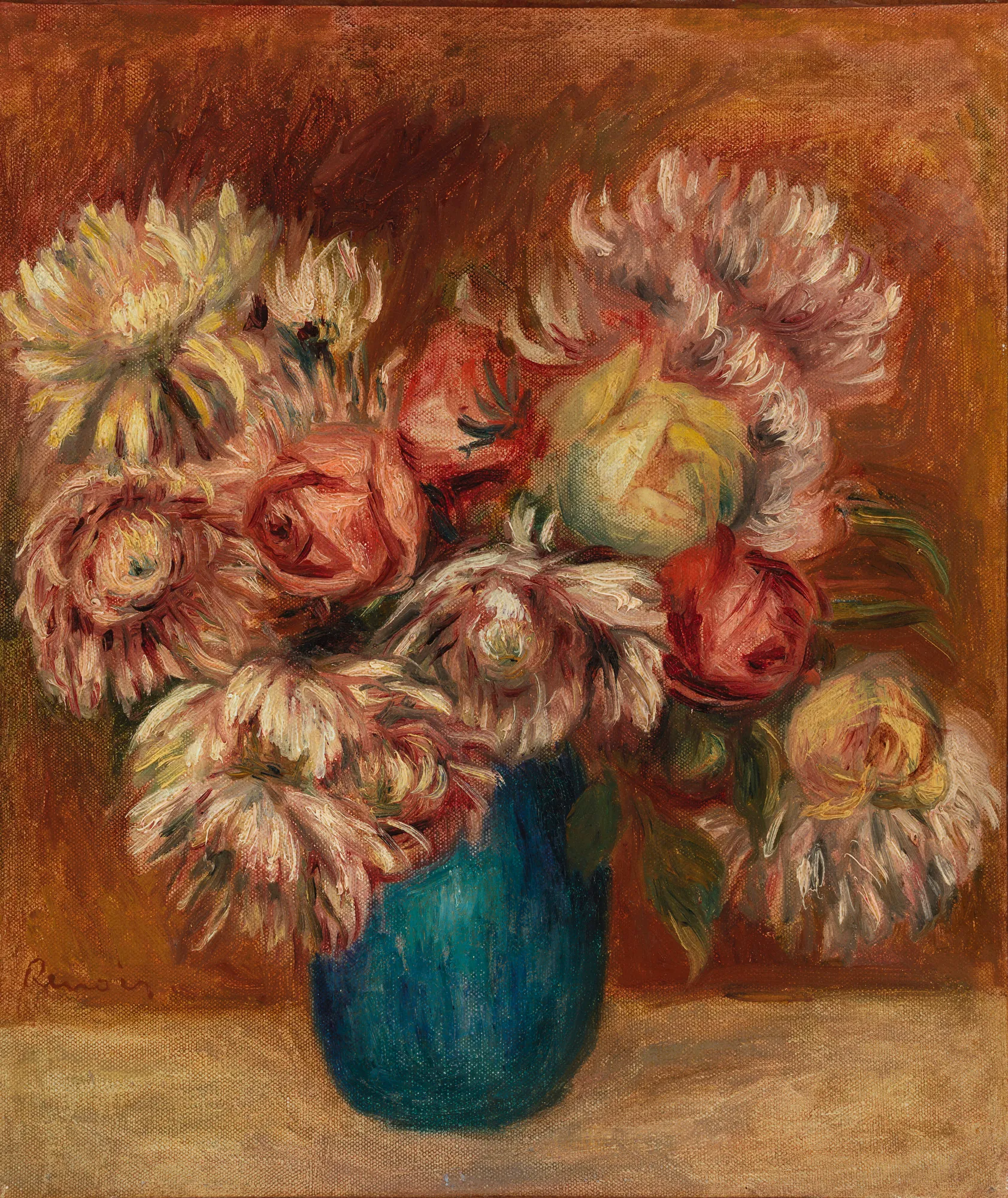 Flowers in a Green Vase (Fleurs dans un vase vert)