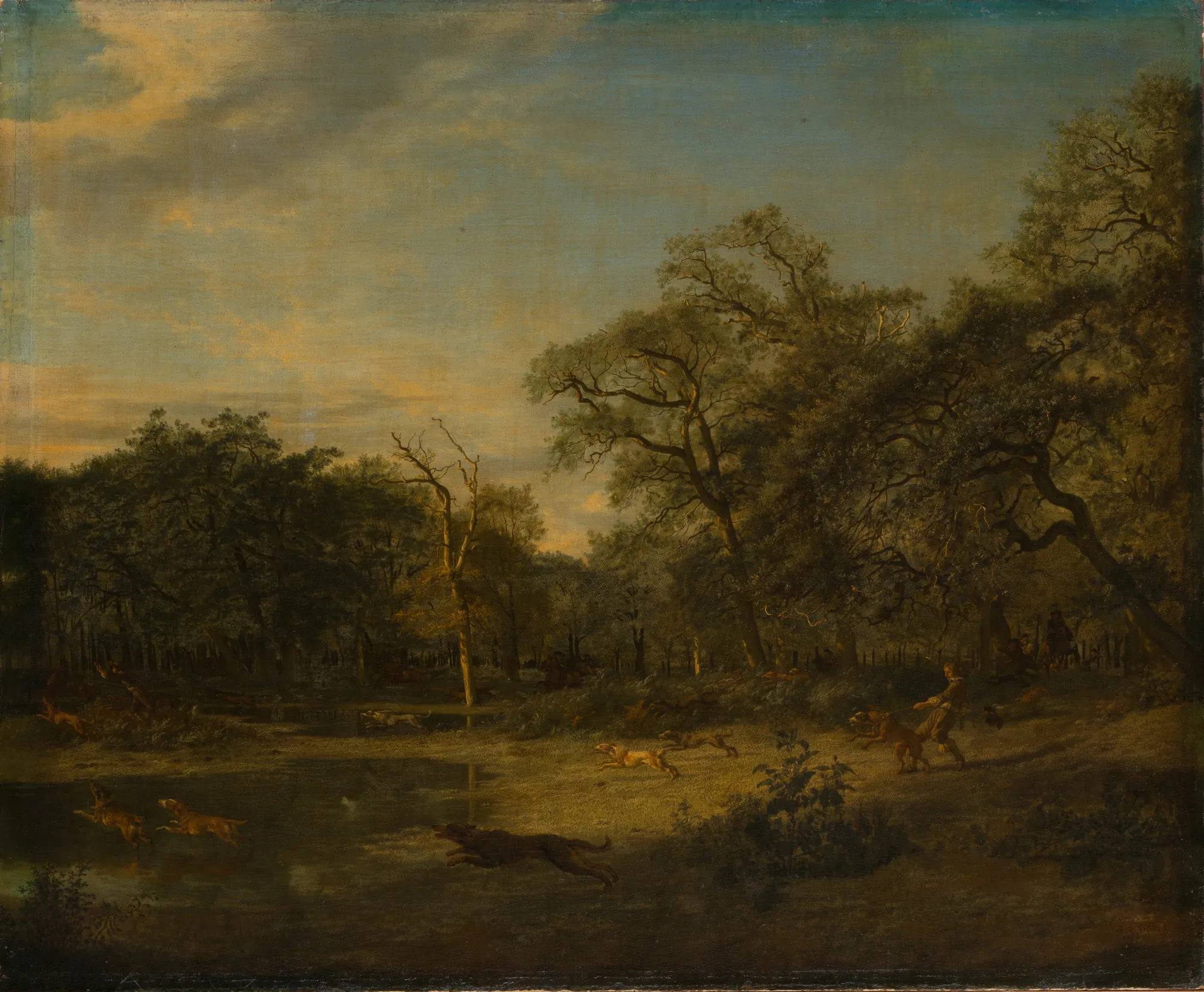 Deer Hunt in a Swampy Forest Landscape