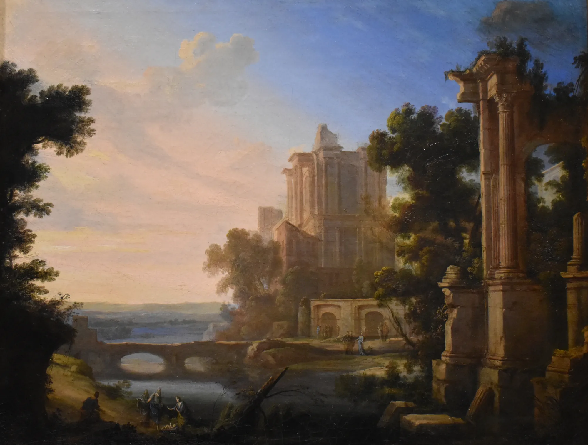 Moïse sauvé des eaux (Moses Saved from the Waters) Moïse sauvé des eaux (Moses Saved from the Waters) by Pierre-Antoine Patel. A classical landscape featuring ancient ruins, a bridge, and figures by a river under a soft evening sky.