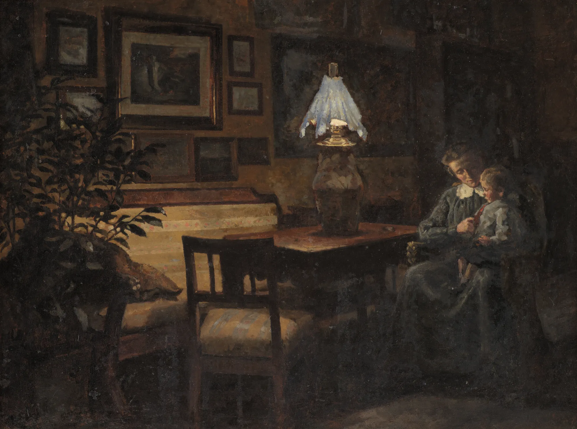 Evening Interior: Mother and Child