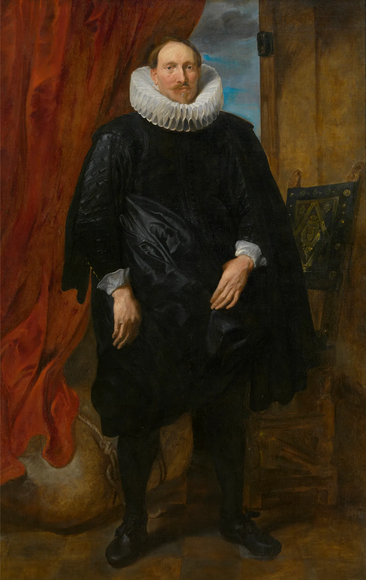 Alexander or Jan Vinck Alexander or Jan Vinck by Anthony van Dyck. A full-length portrait of a man in 17th-century black attire with a large white ruff, standing beside a red curtain and a high-backed chair.