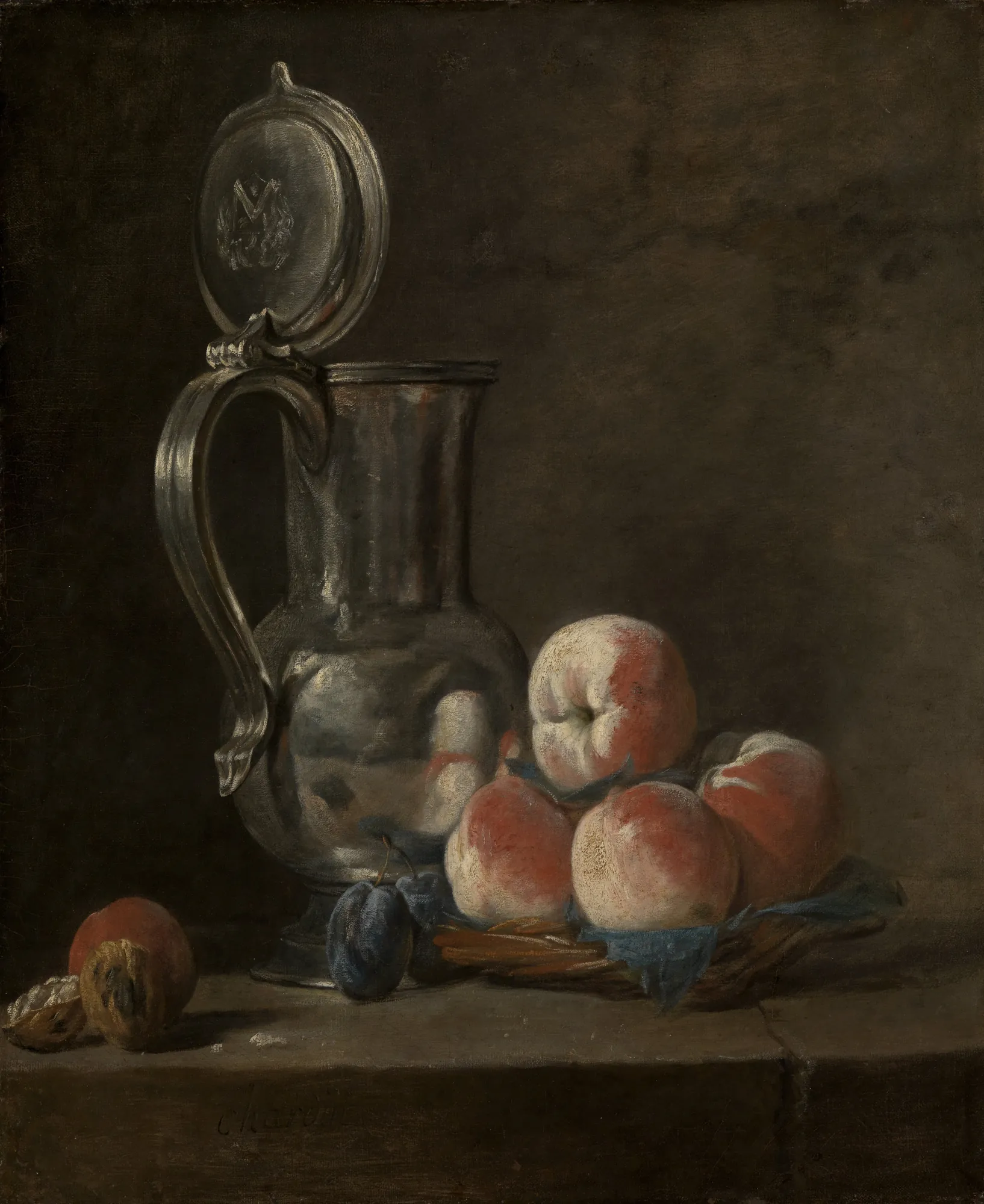 Still Life with Tin Pitcher and Peaches