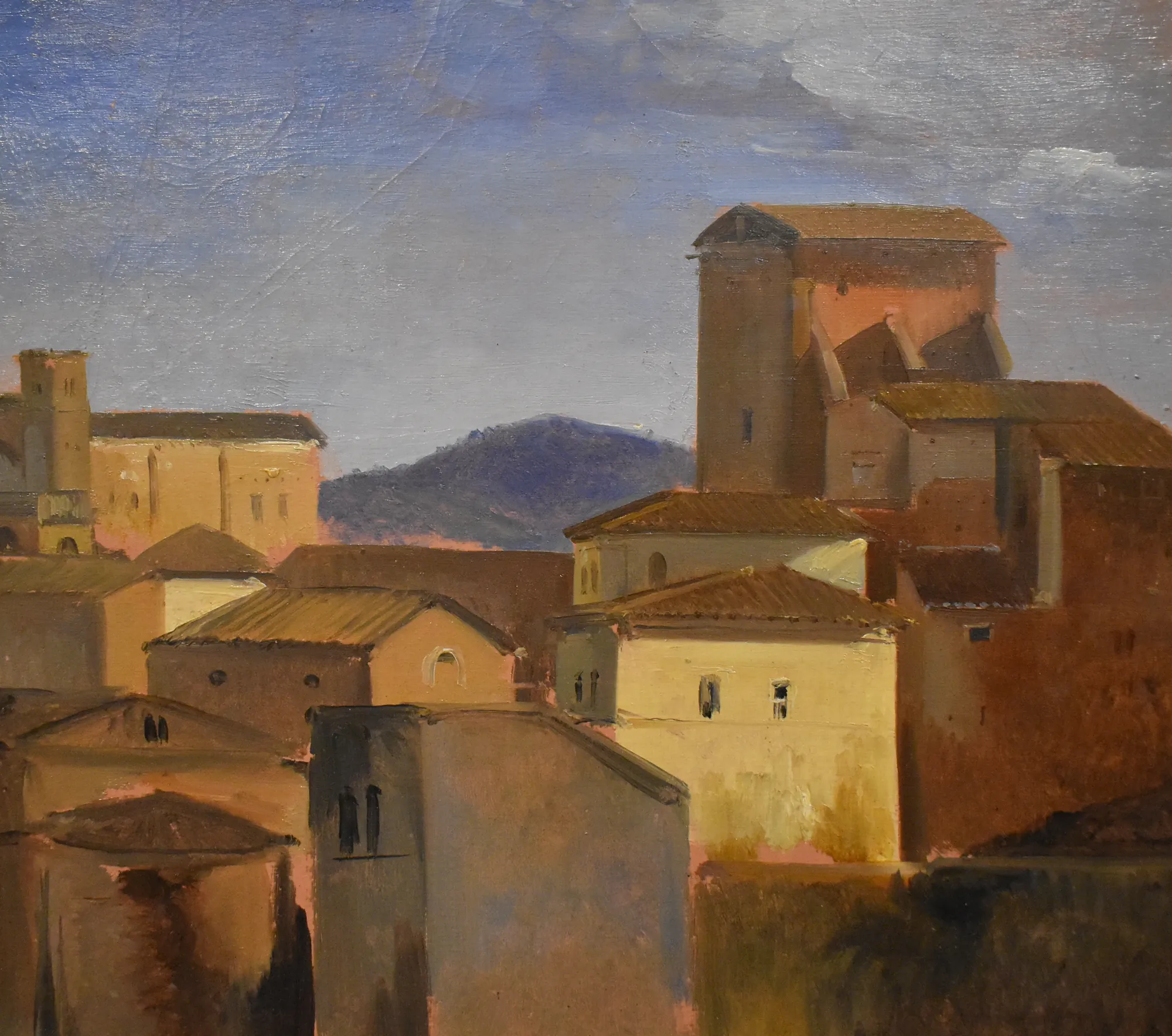 Les Quatre Saints Couronnés Les Quatre Saints Couronnés by François Marius Granet. An oil study of the Santi Quattro Coronati church complex in Rome, featuring sun-drenched stone buildings under a pale blue sky.