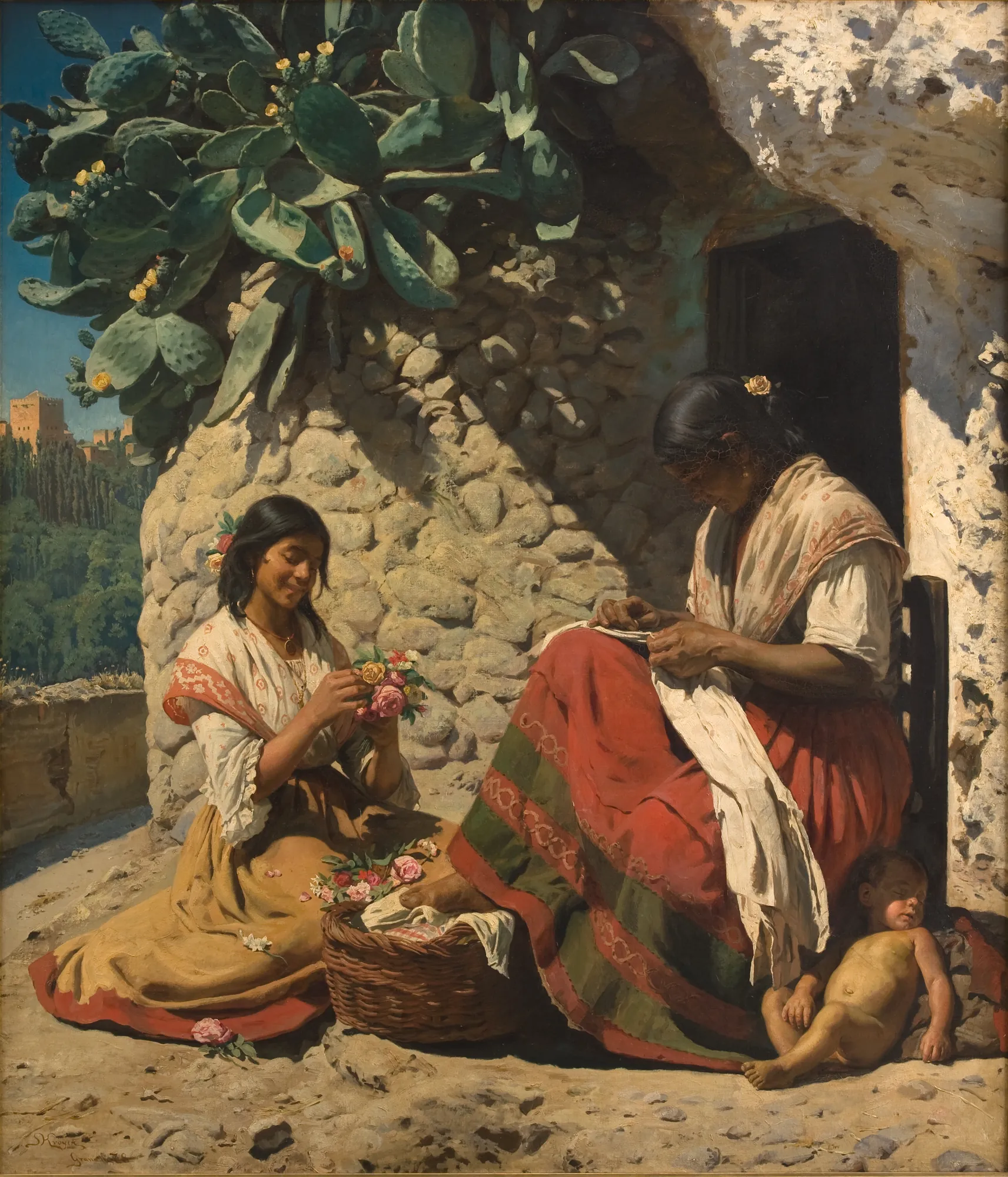 Two Gipsy Women Outside Their Cottage, Spain