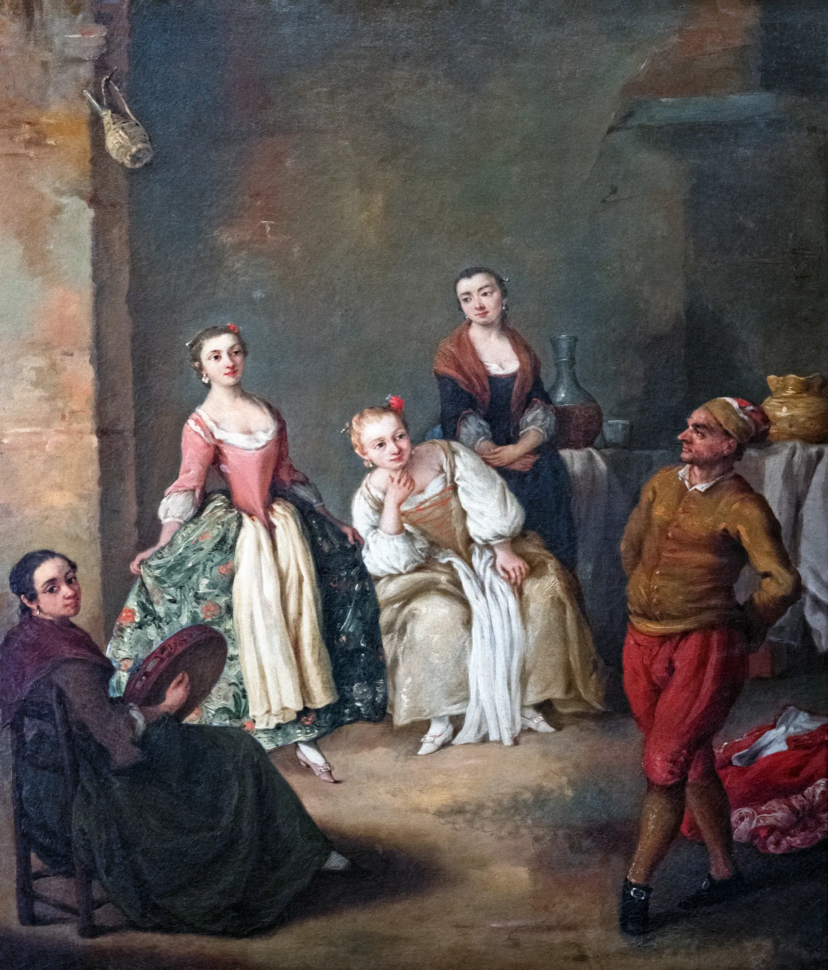 The Furlana The Furlana by Pietro Longhi. A group of five figures in an 18th-century interior, including a woman playing a tambourine and a man in colorful attire.