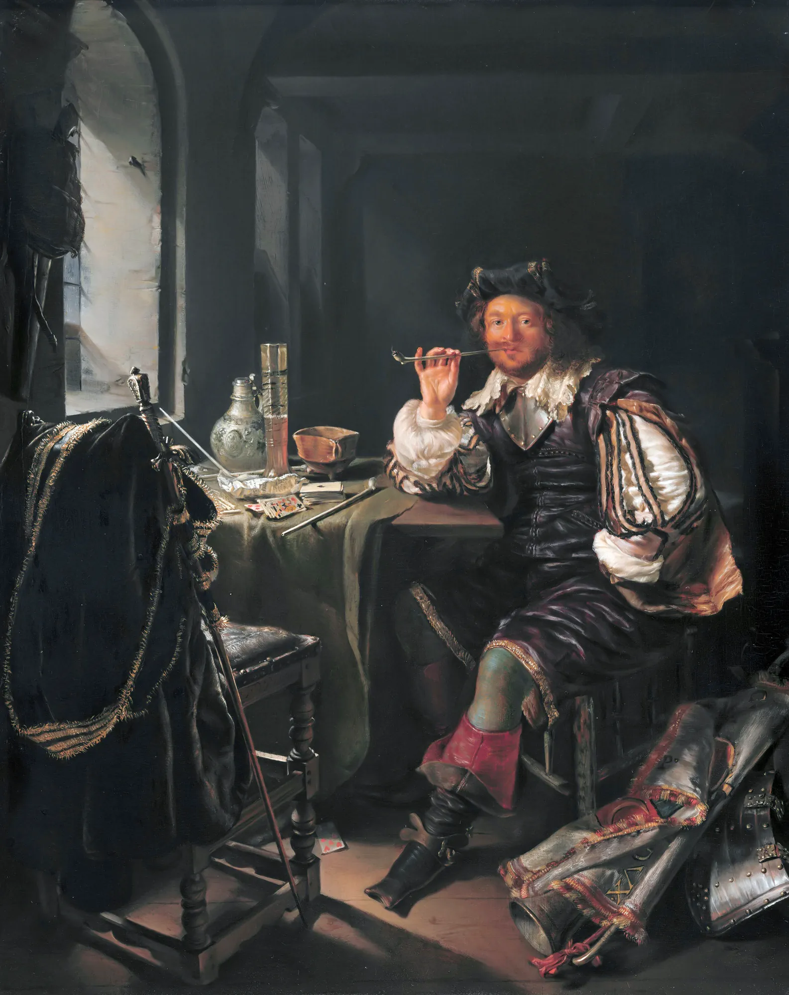 A Soldier Smoking a Pipe