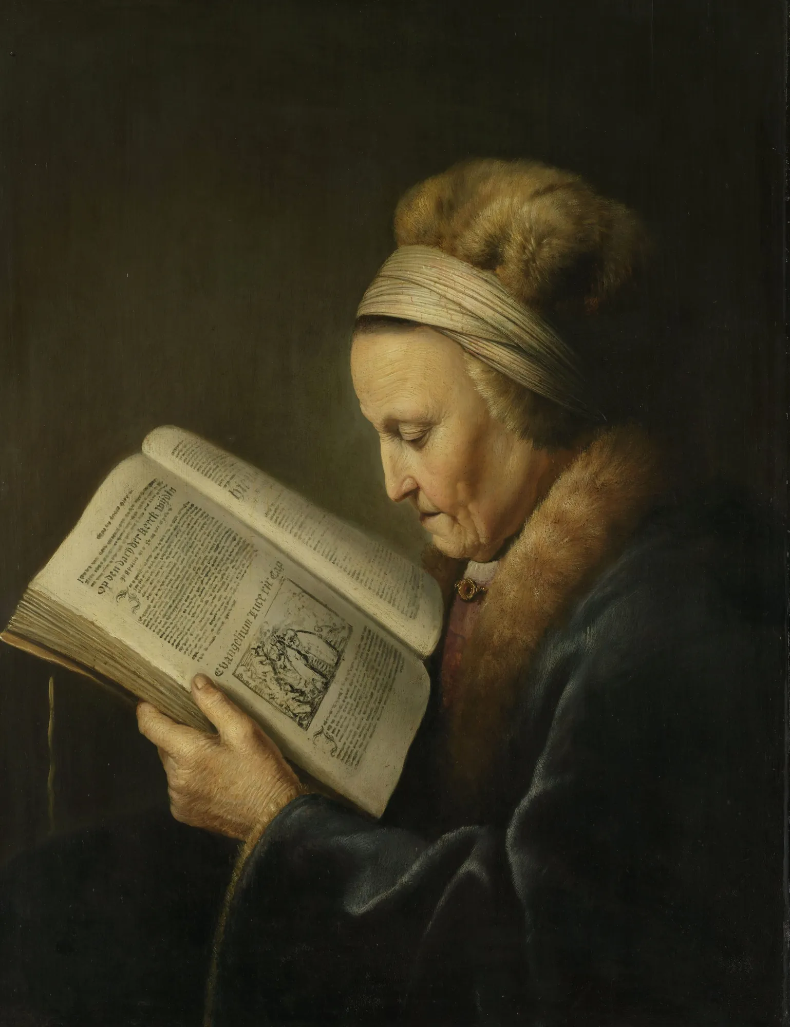 Portrait of an Old Woman Reading